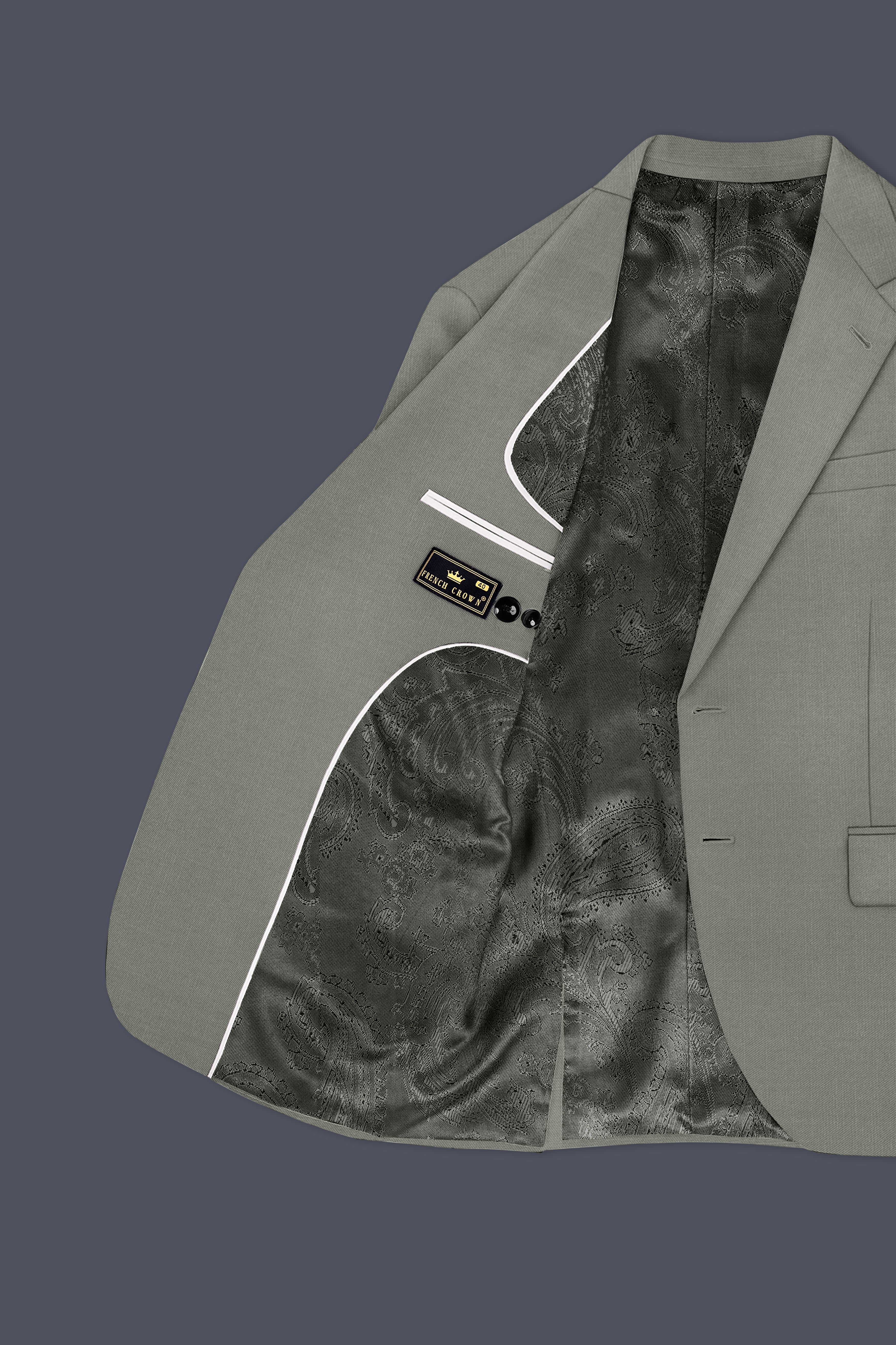 Verdure-Sage Green Wool Rich Single Breasted Slight Stretch Suits