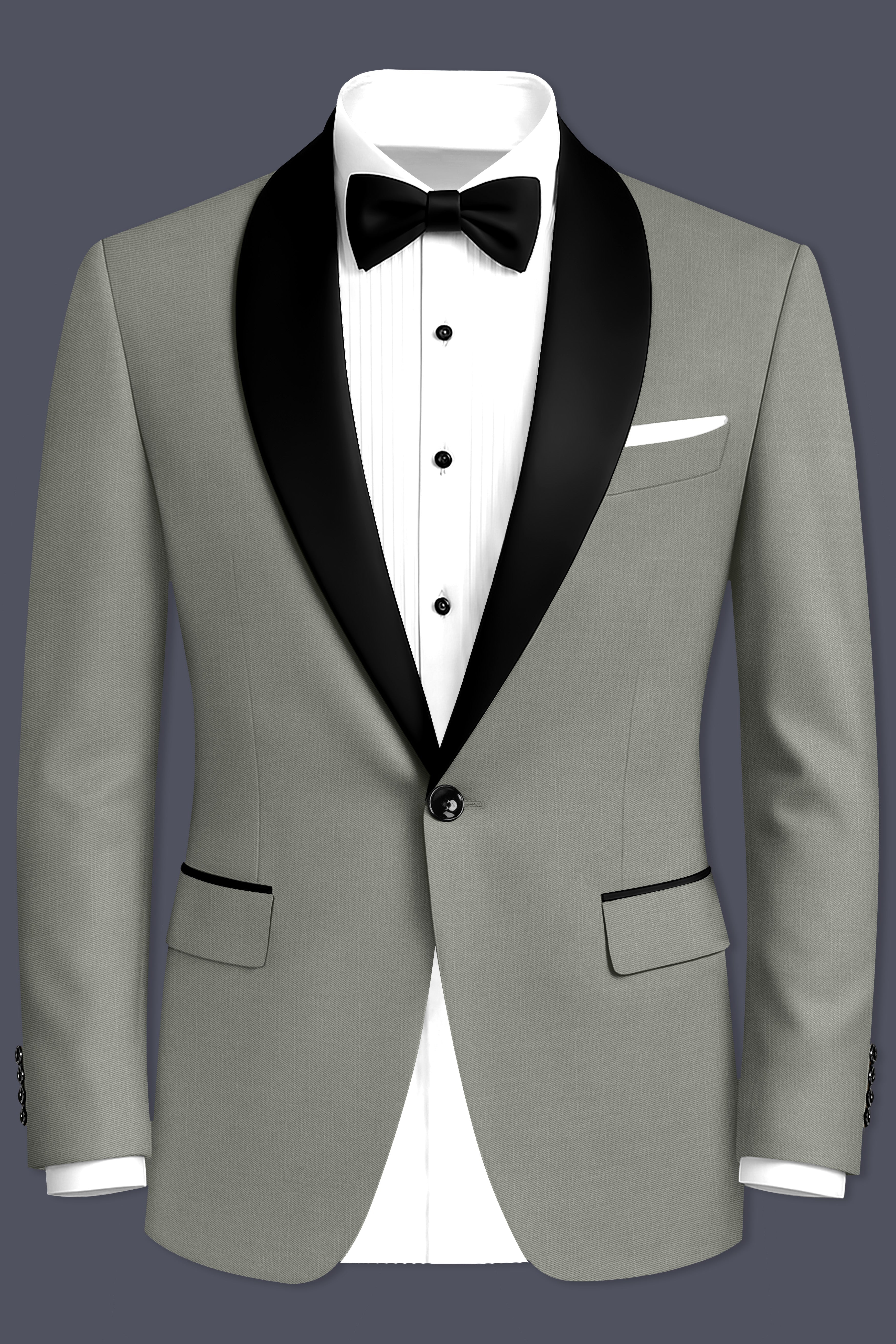 Verdure-Sage Green Wool Rich Tuxedo Slight Stretch Suits