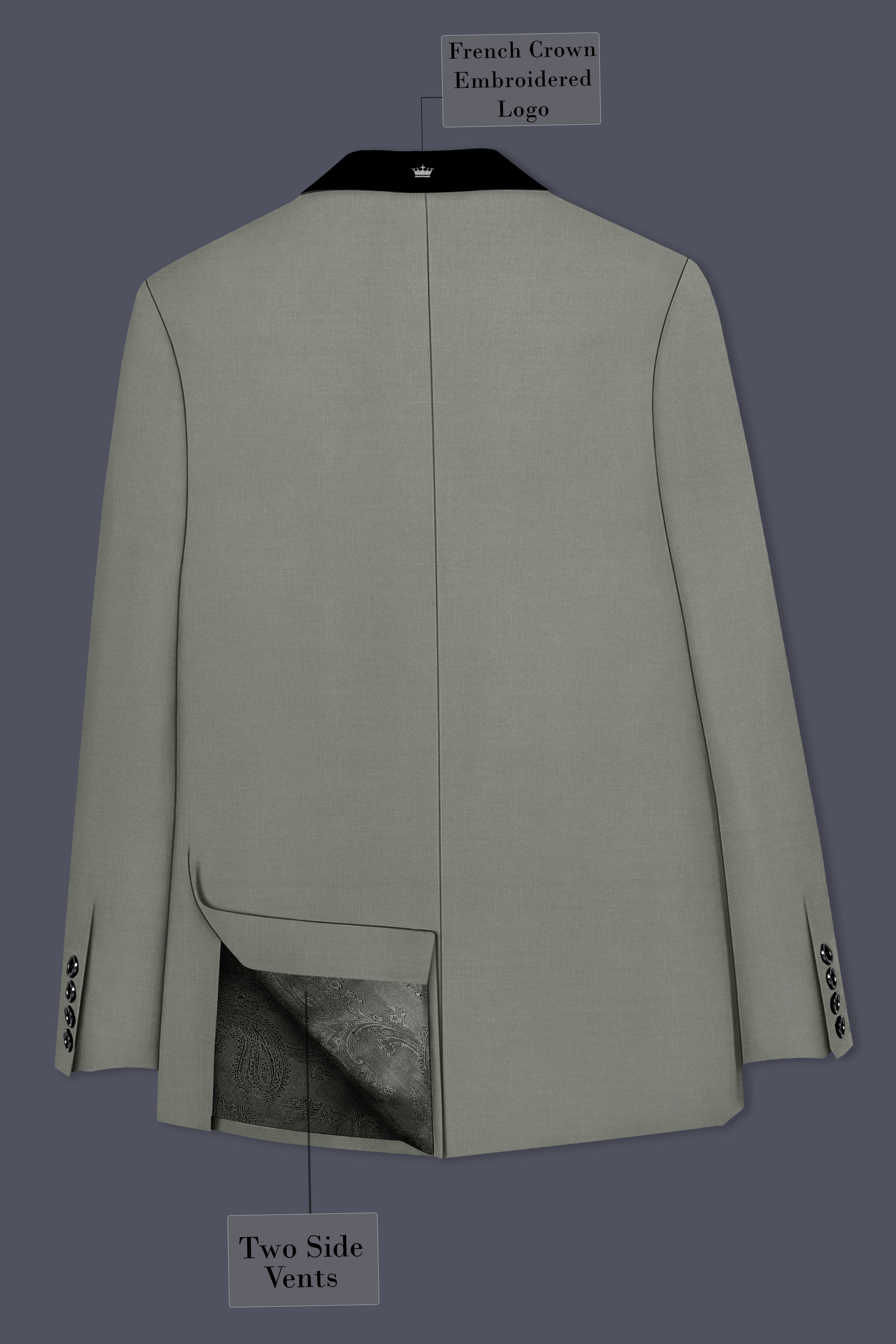 Verdure-Sage Green Wool Rich Tuxedo Slight Stretch Suits