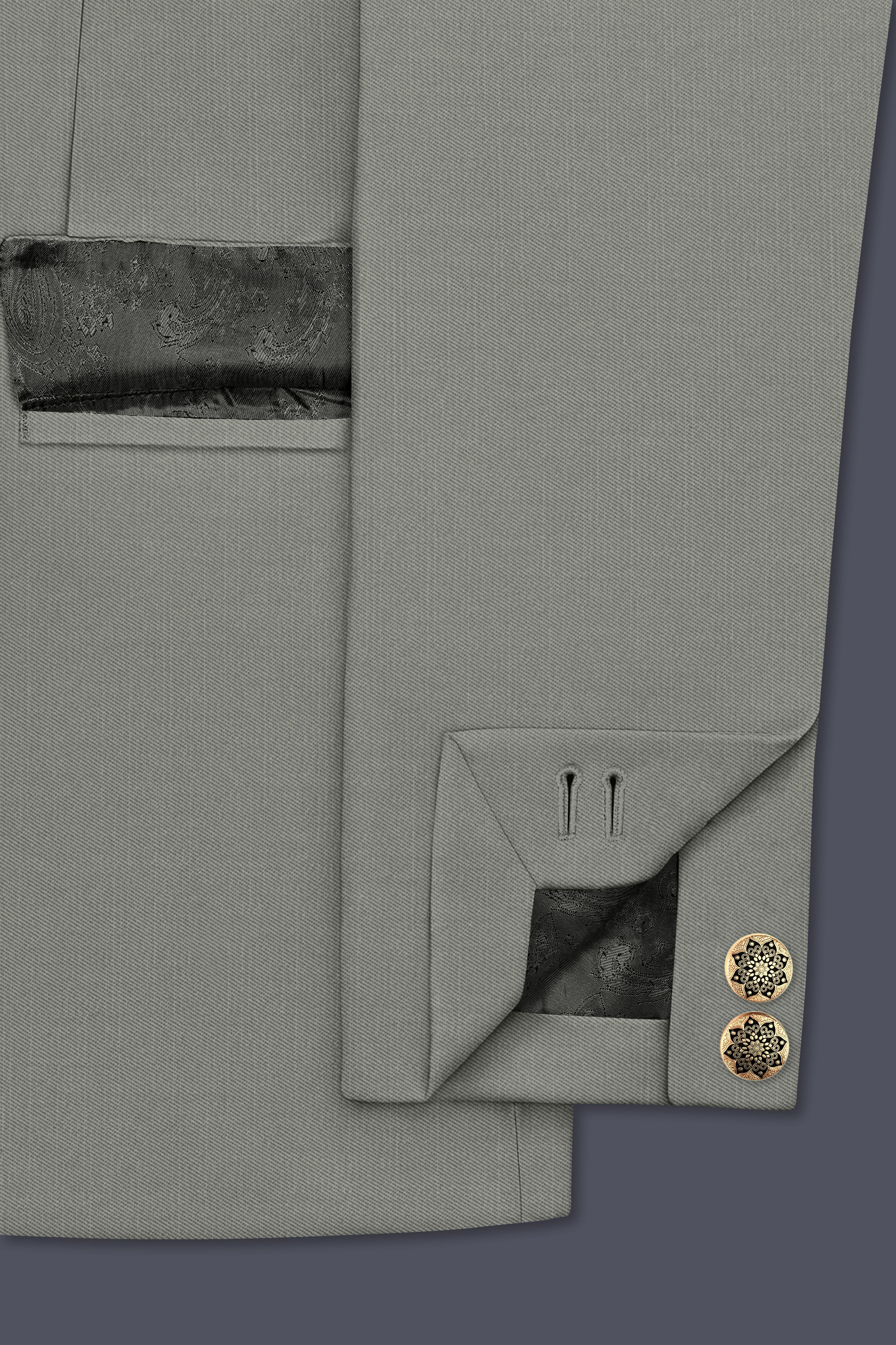 Verdure-Sage Green Wool Rich Bandhgala Slight Stretch Suits