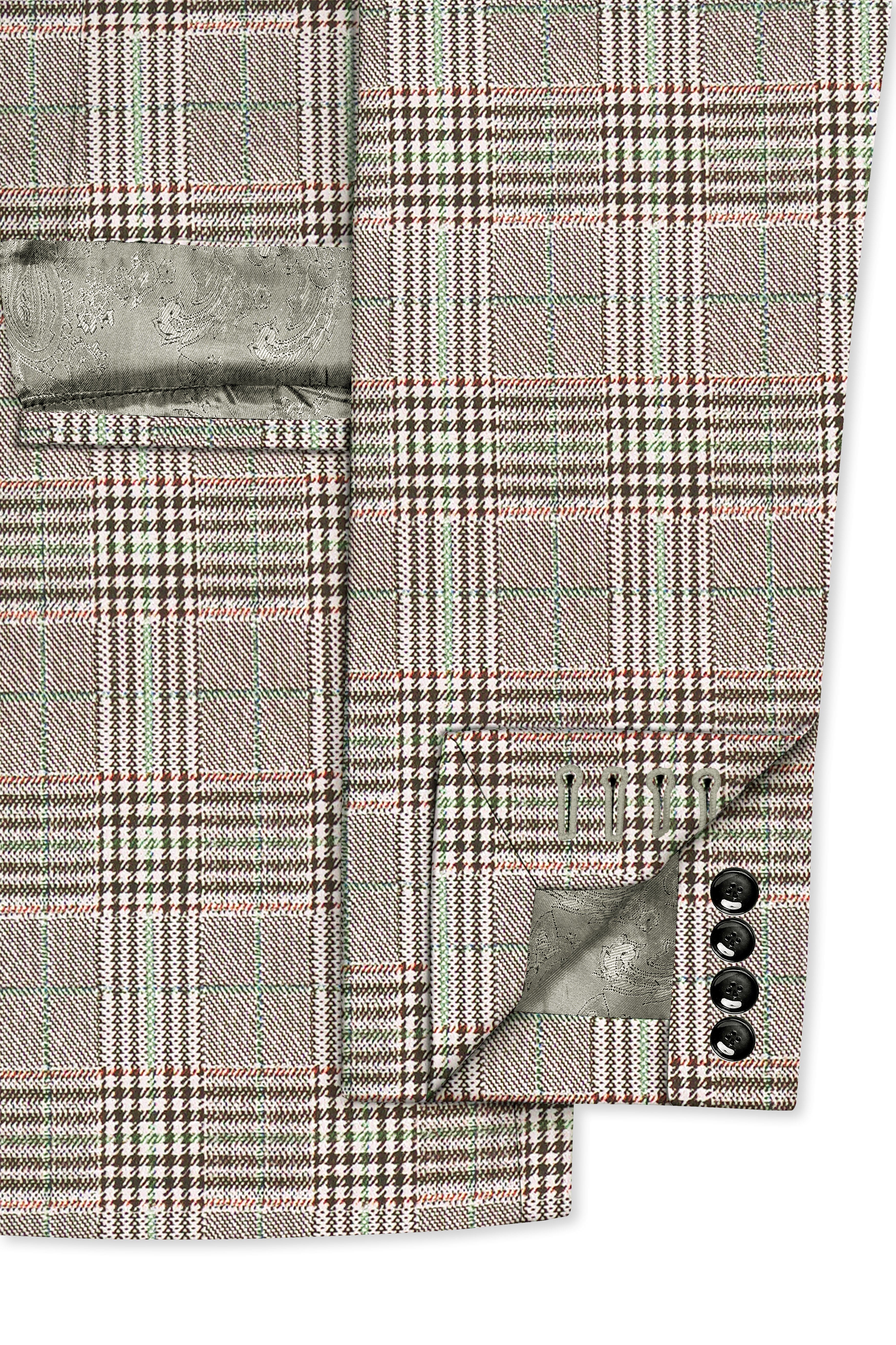 Truffle-Café Noir Brown Plaid Wool Rich Single Breasted Suit