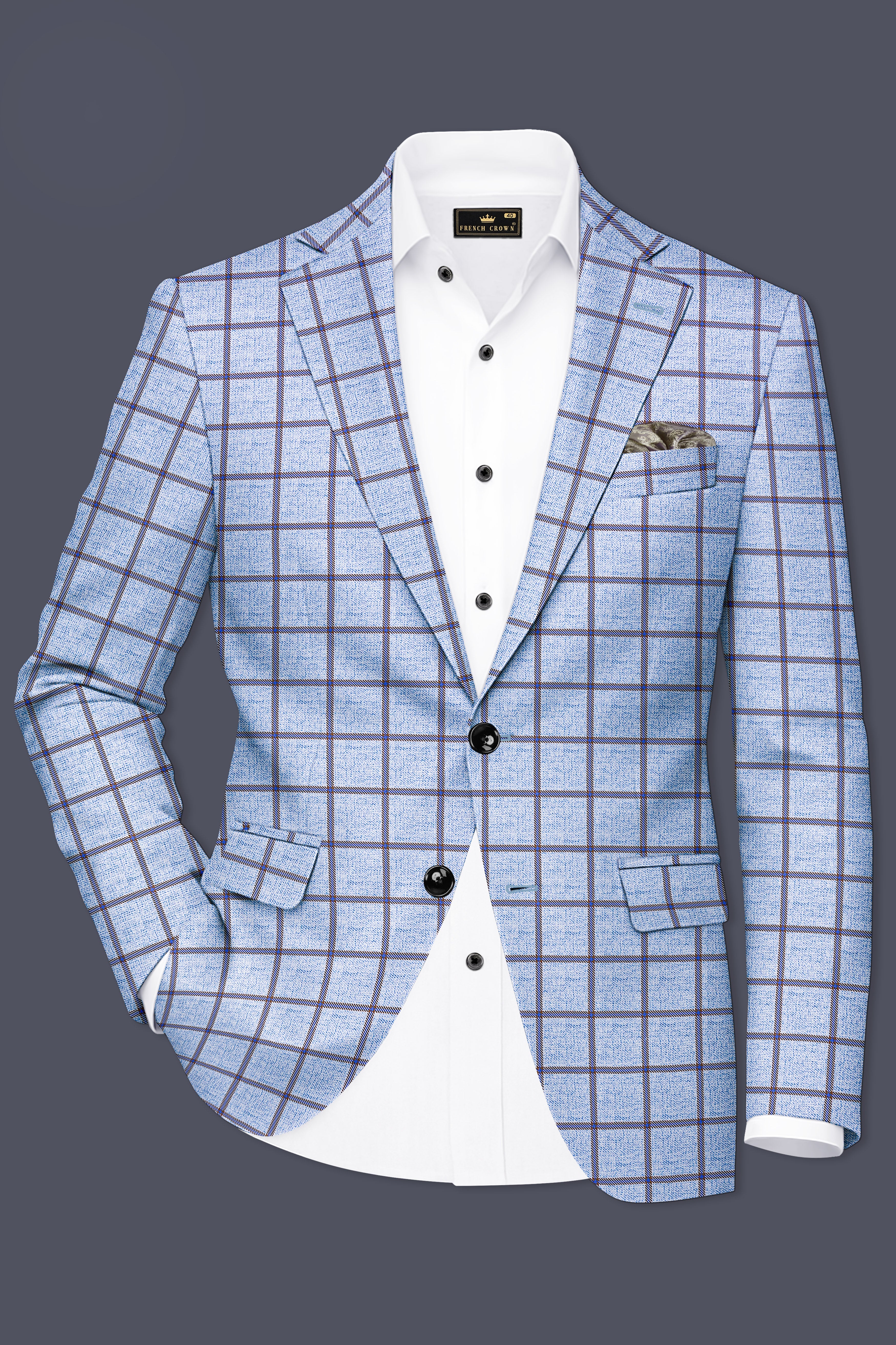 Mistrel-Spun Pearl Blue Windows Wool Rich Single Breasted Suit
