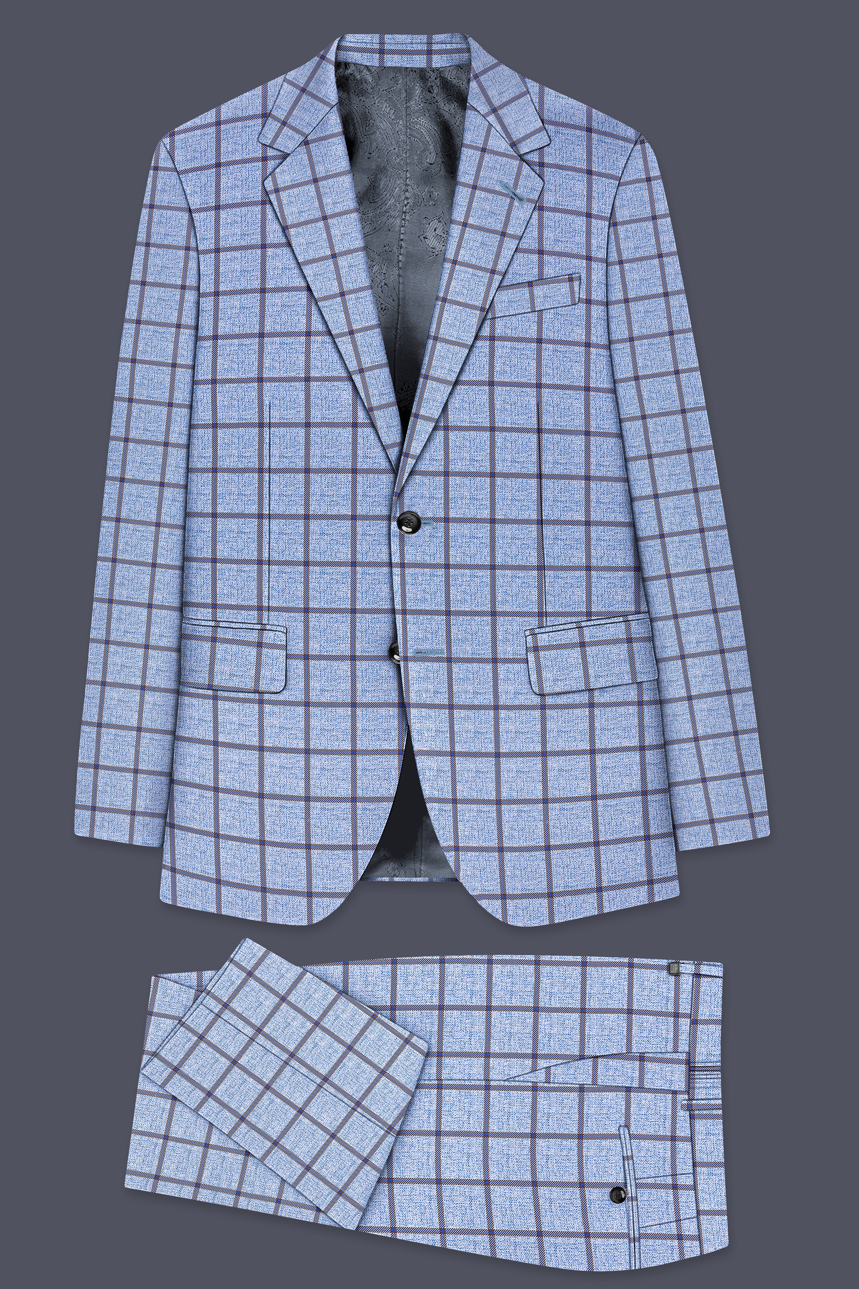 Mistrel-Spun Pearl Blue Windows Wool Rich Single Breasted Suit