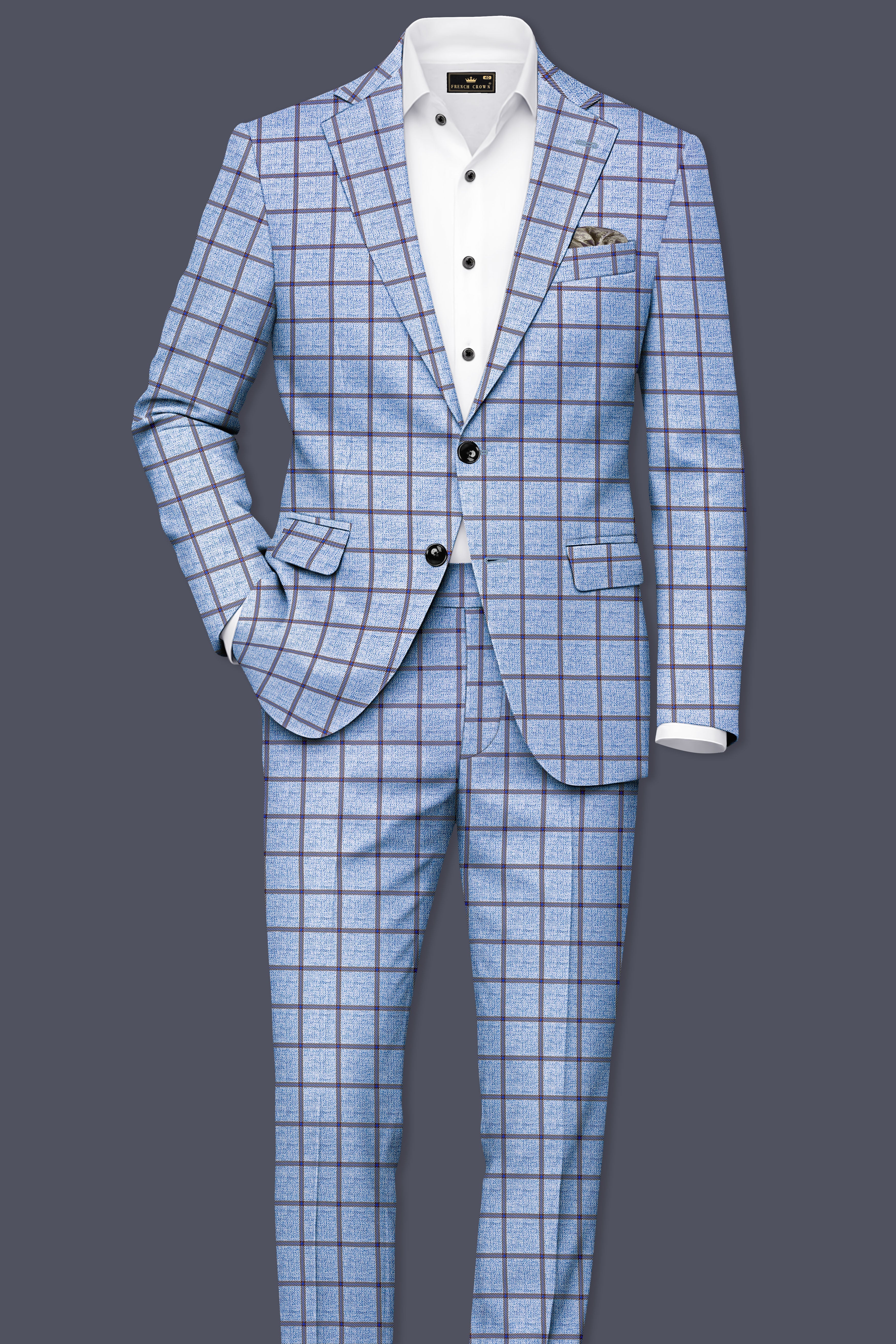 Mistrel-Spun Pearl Blue Windows Wool Rich Single Breasted Suit
