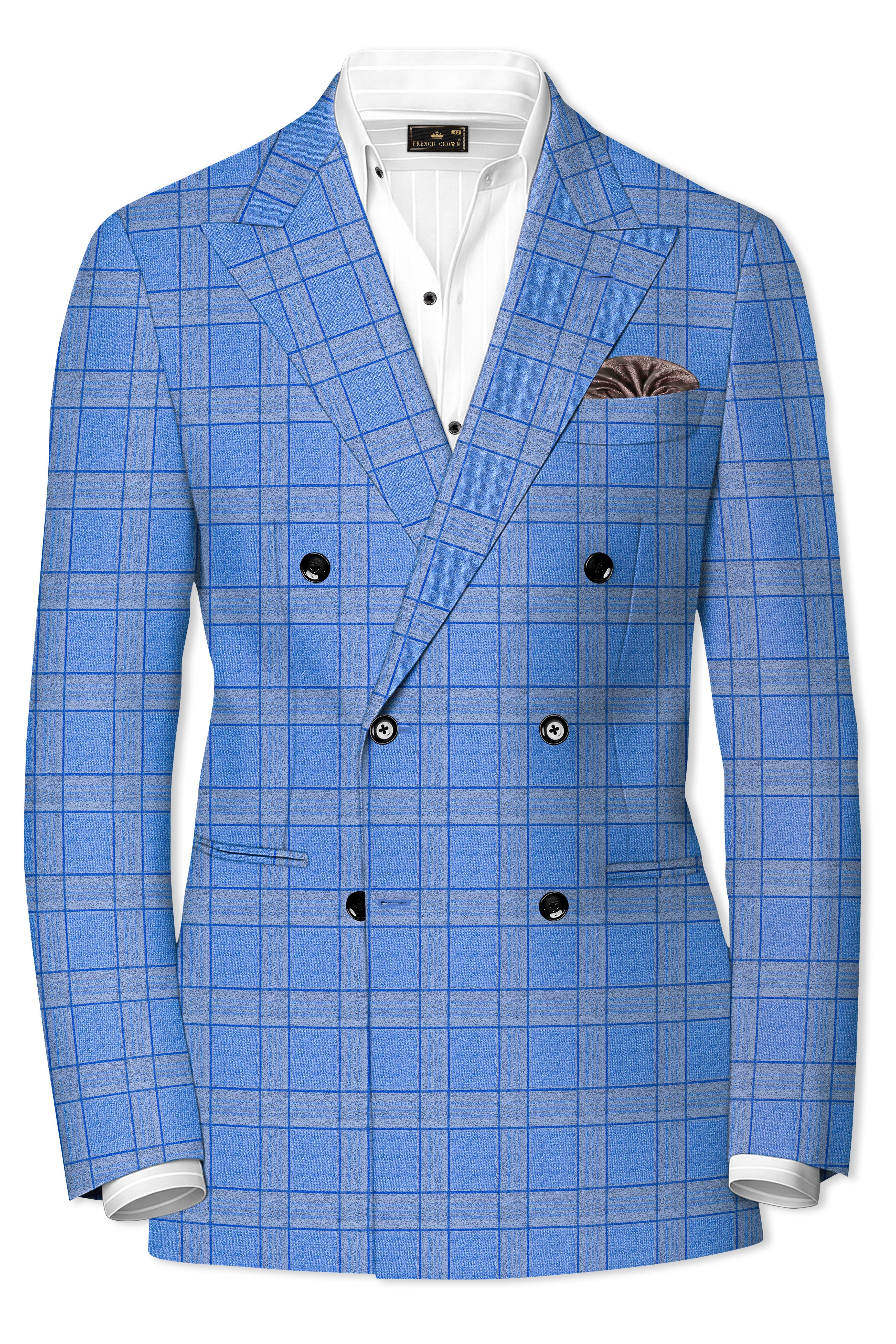 Mariner-Danube Blue Wool Blend Double Breasted Suit