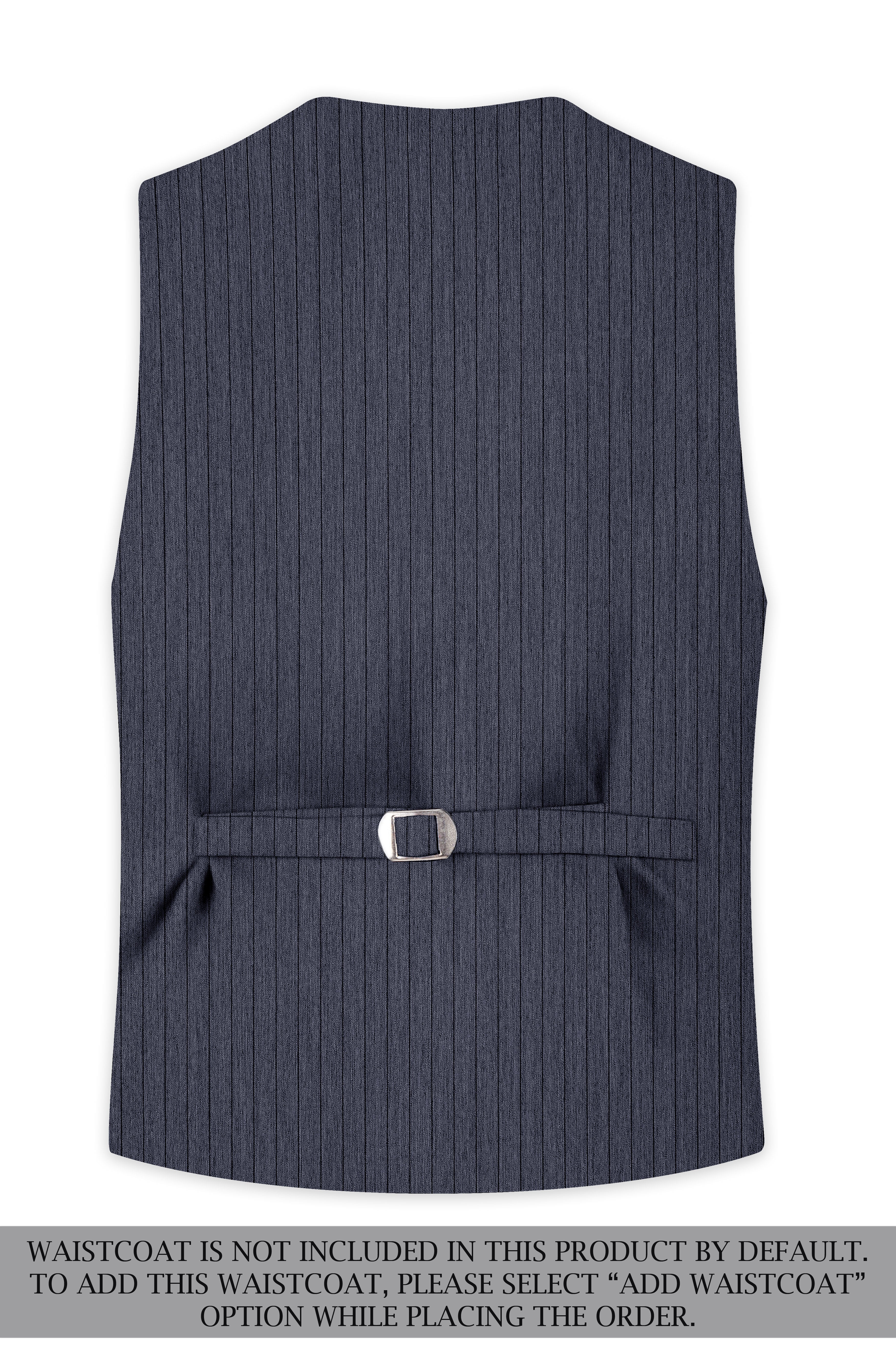 Azurion-Ninja Blue Pin Striped Wool Rich Slight Stretch Double Breasted Suit