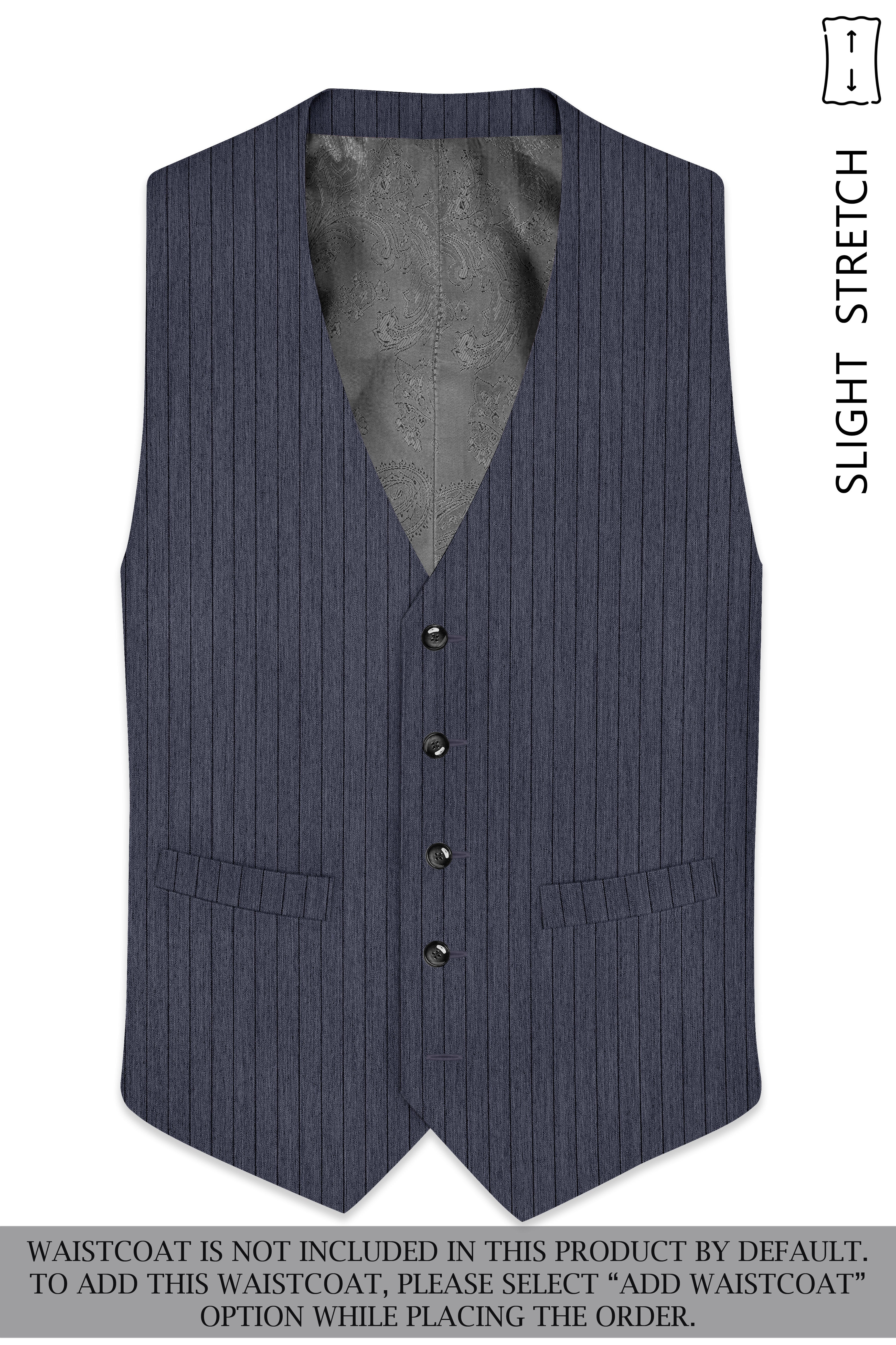 Azurion-Ninja Blue Pin Striped Wool Rich Slight Stretch Single Breasted Suit