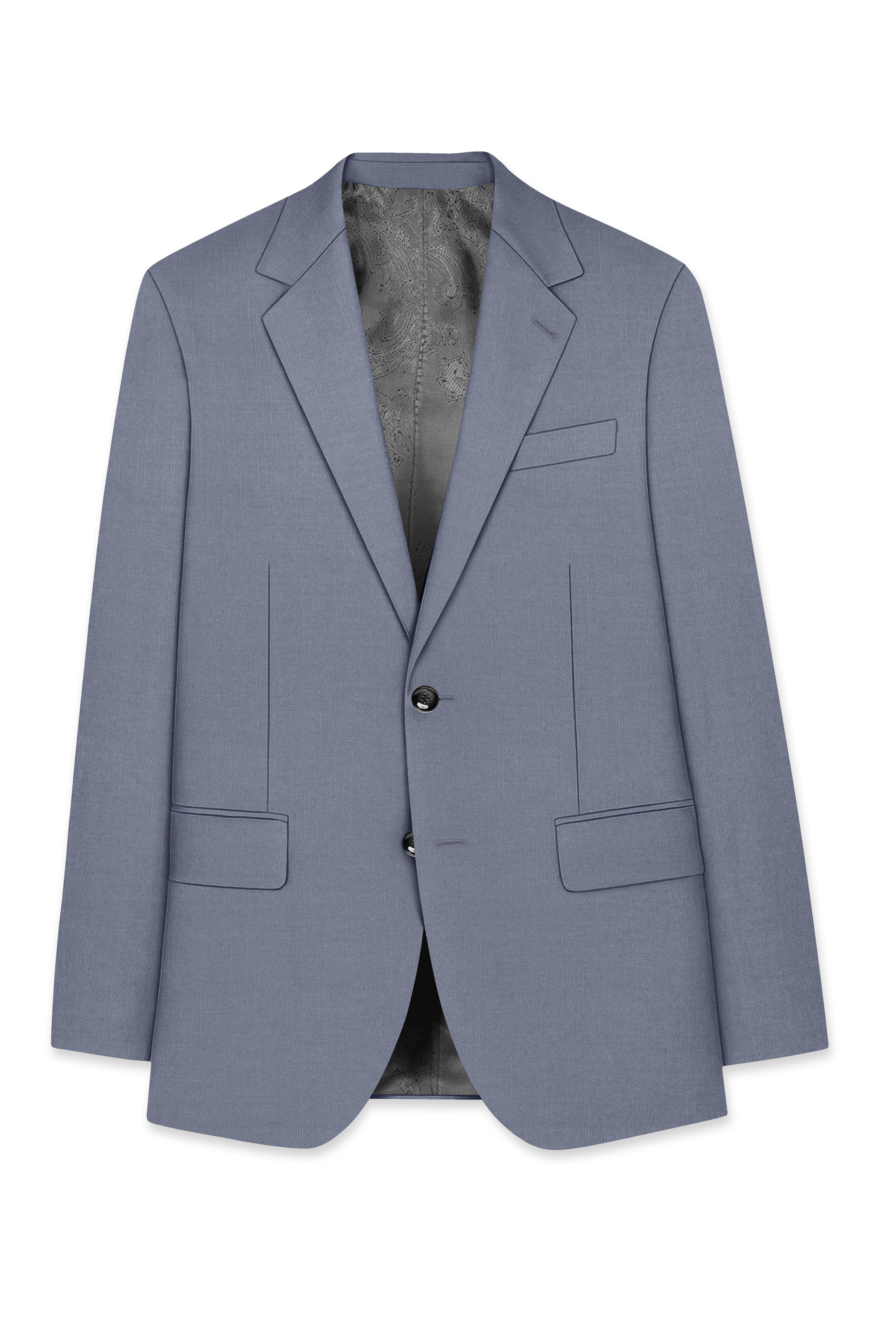 Grisoro-Storm Gray Wool Rich Slight Stretch Single Breasted Suit
