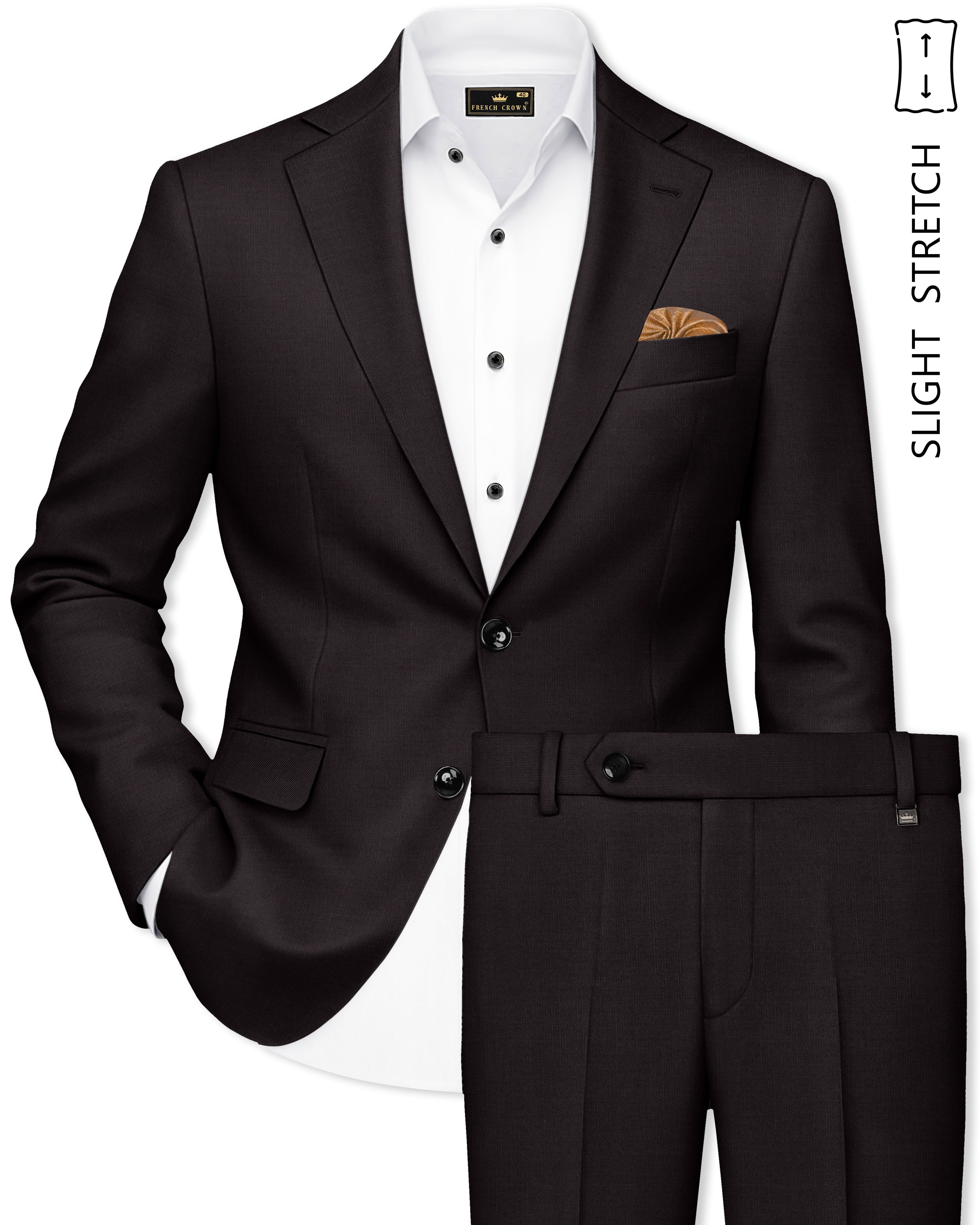 Umbero-Eclipse Brown Wool Rich Slight Stretch Single Breasted Suit