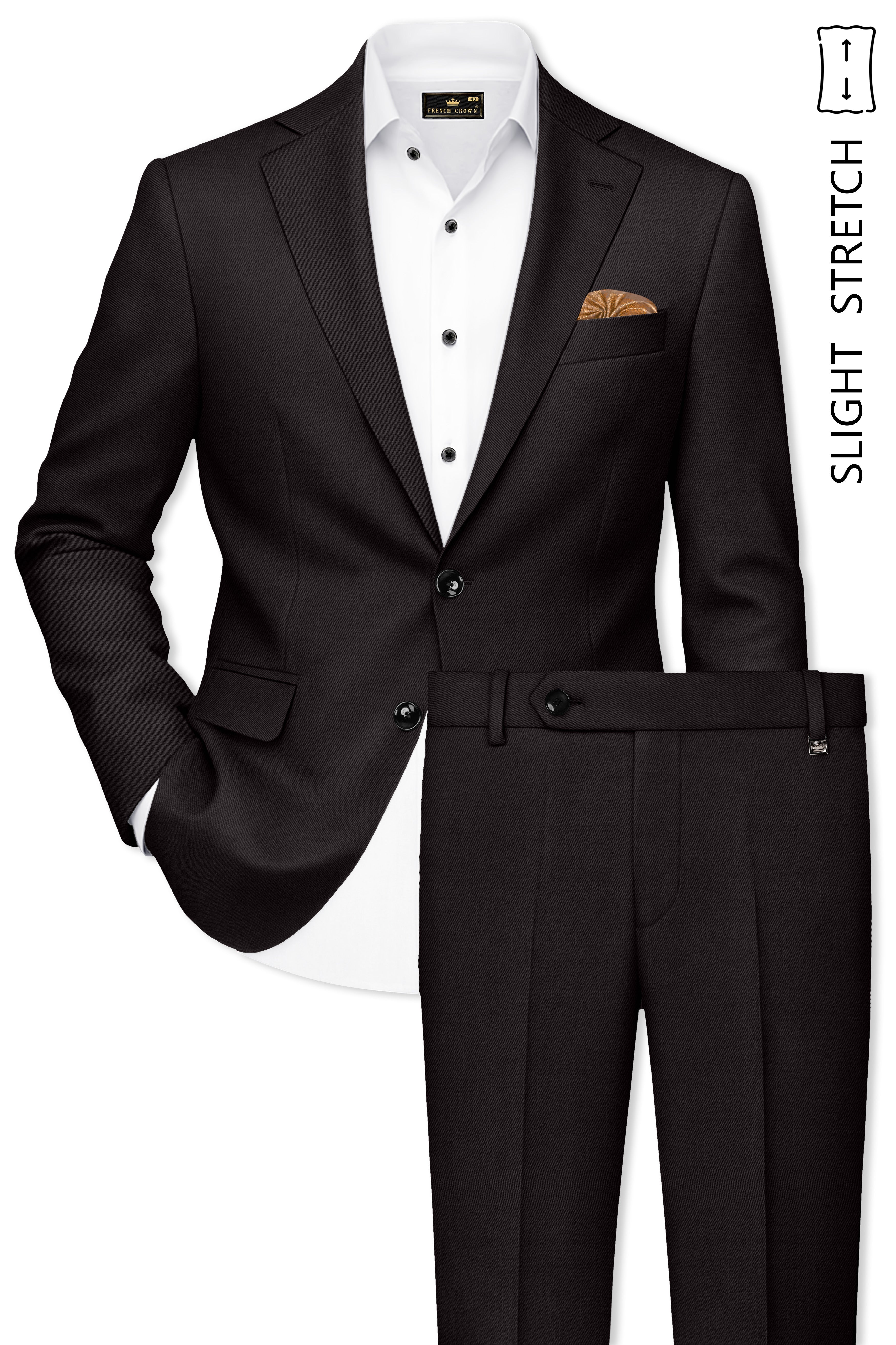 Umbero-Eclipse Brown Wool Rich Slight Stretch Single Breasted Suit