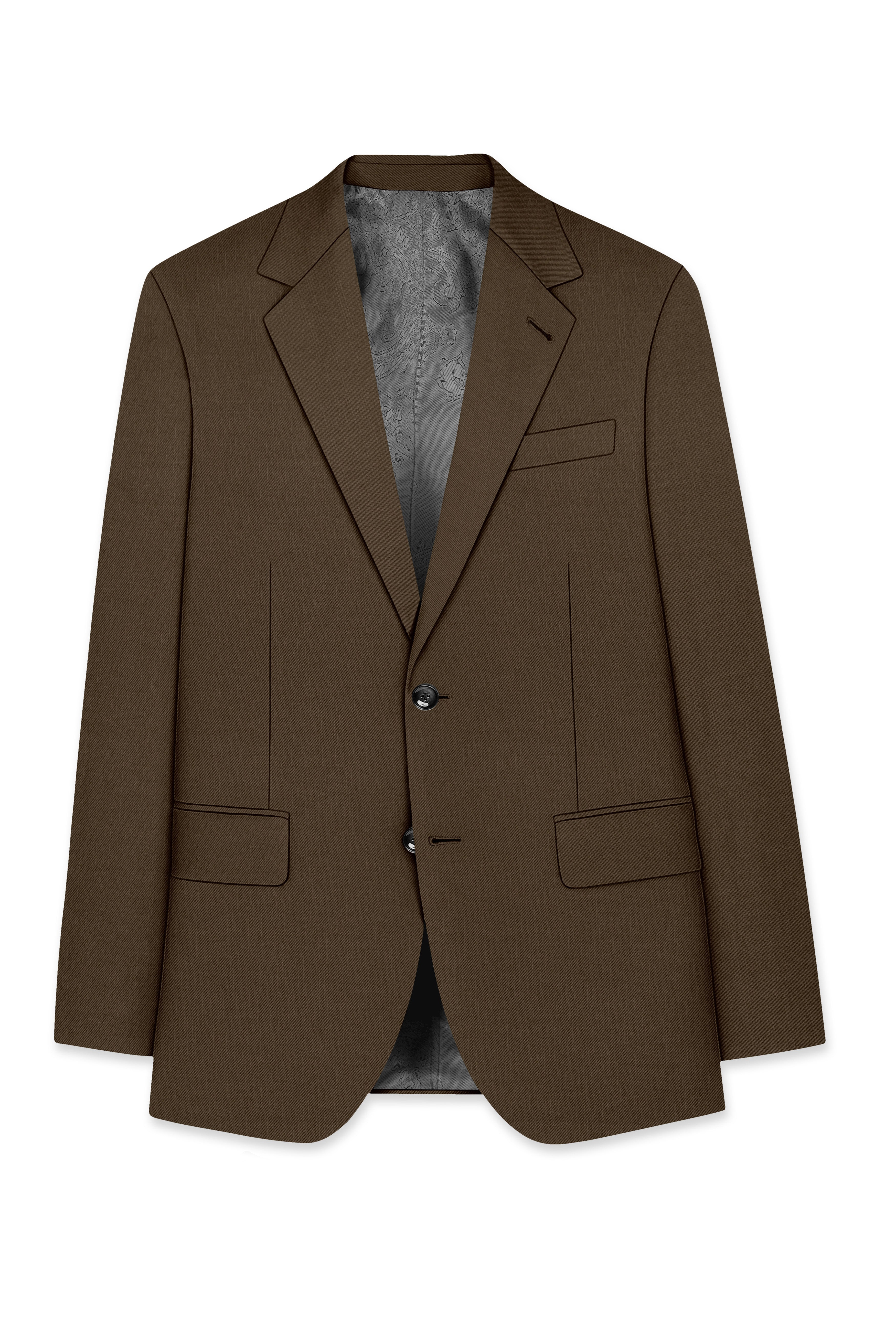Terrano-Mocha Brown Wool Rich Slight Stretch Single Breasted Suit