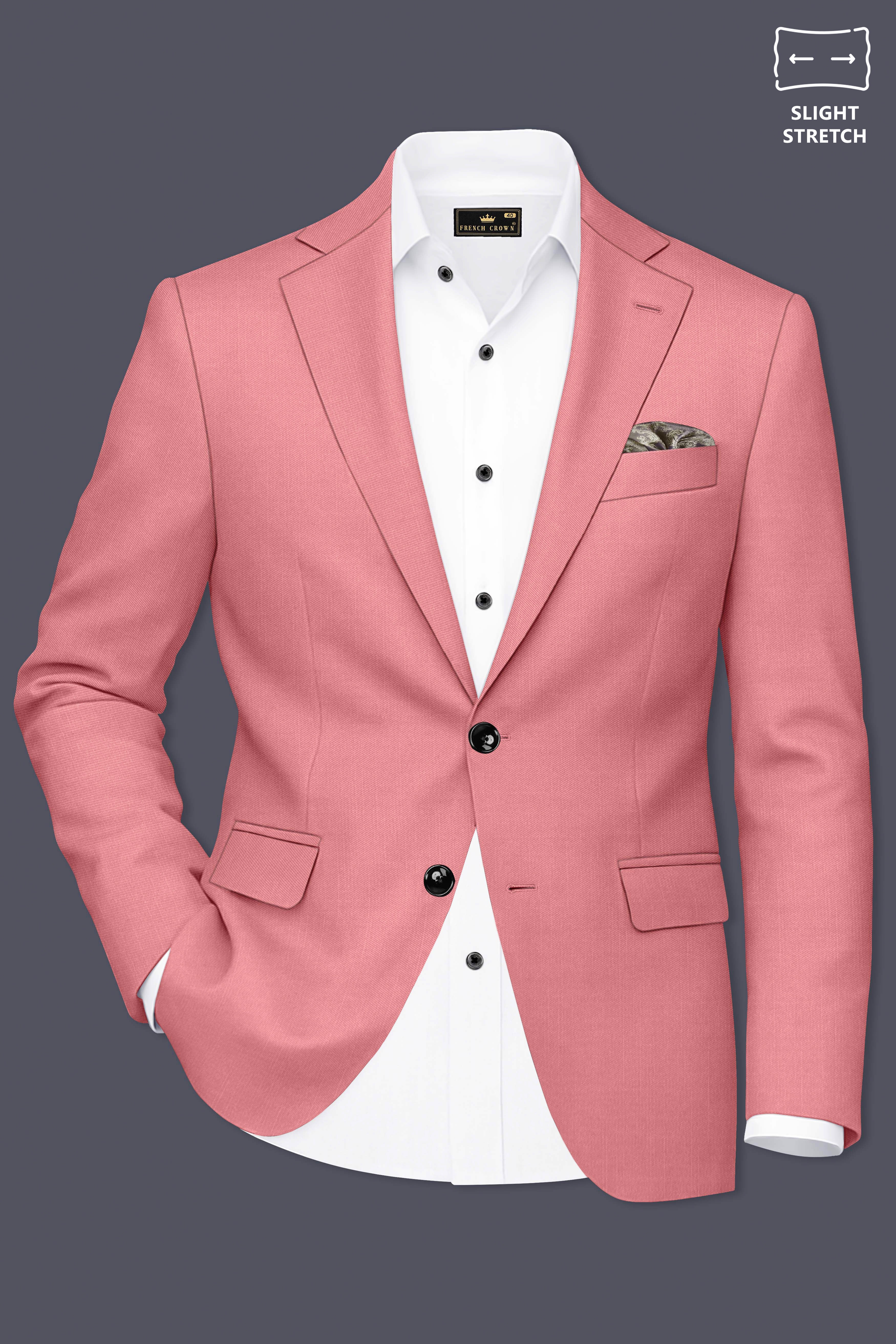 Solaro-Coral Orange Wool Rich Slight Stretch Single Breasted Suit