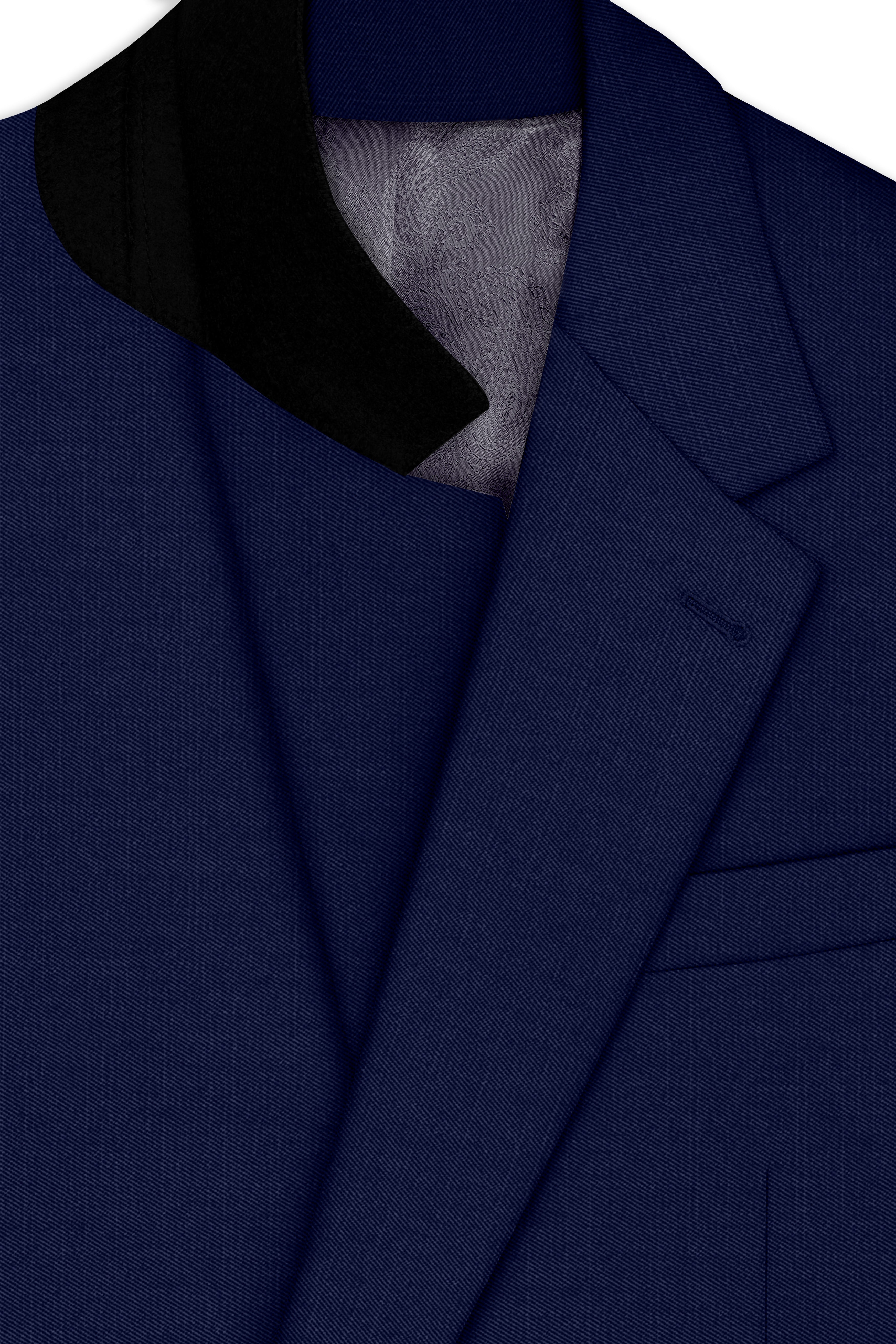 Obsidio-Ebony Navy Blue Wool Rich Slight Stretch Single Breasted Suit