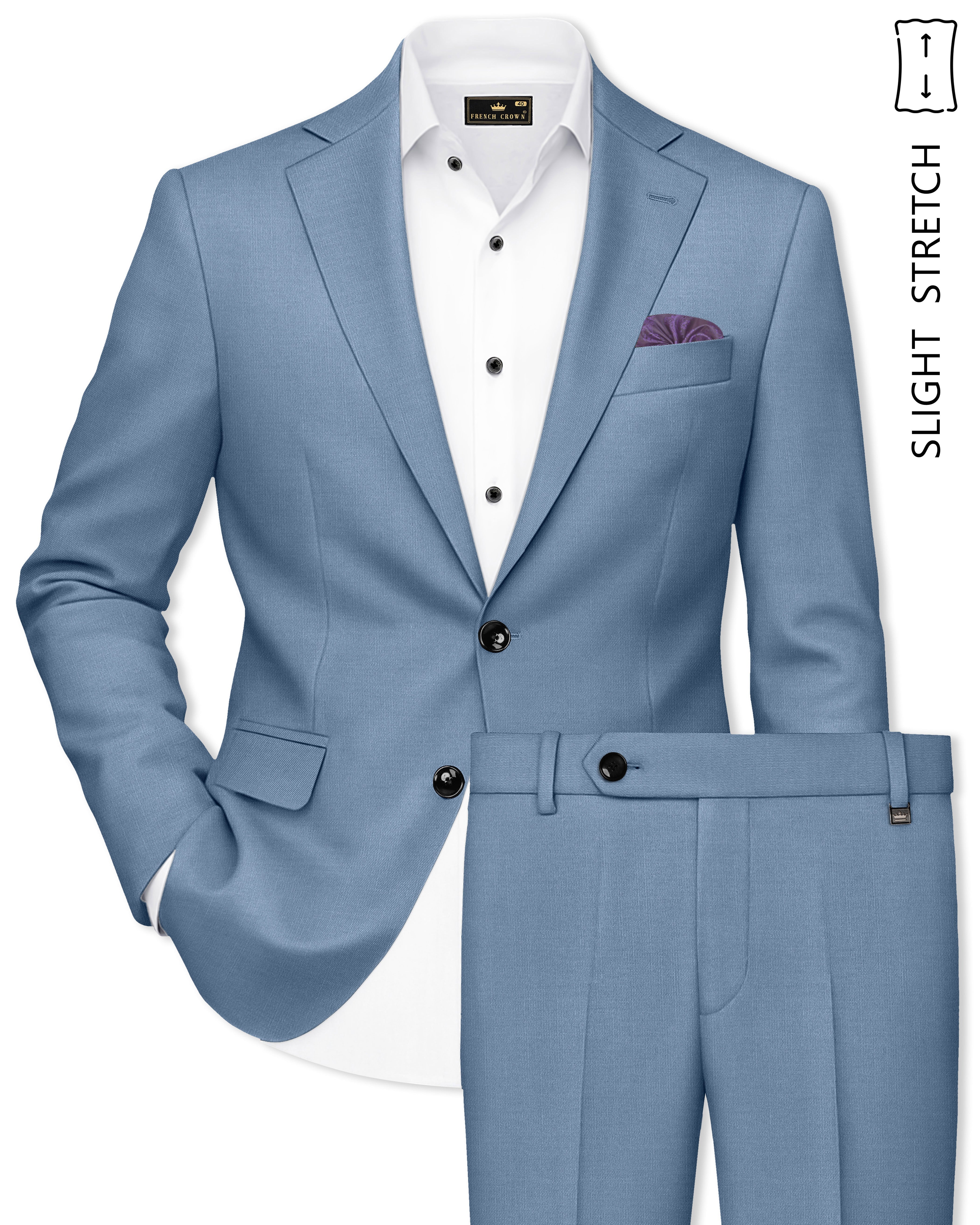 Celestor-Lynch Blue Wool Rich Slight Stretch Single Breasted Suit