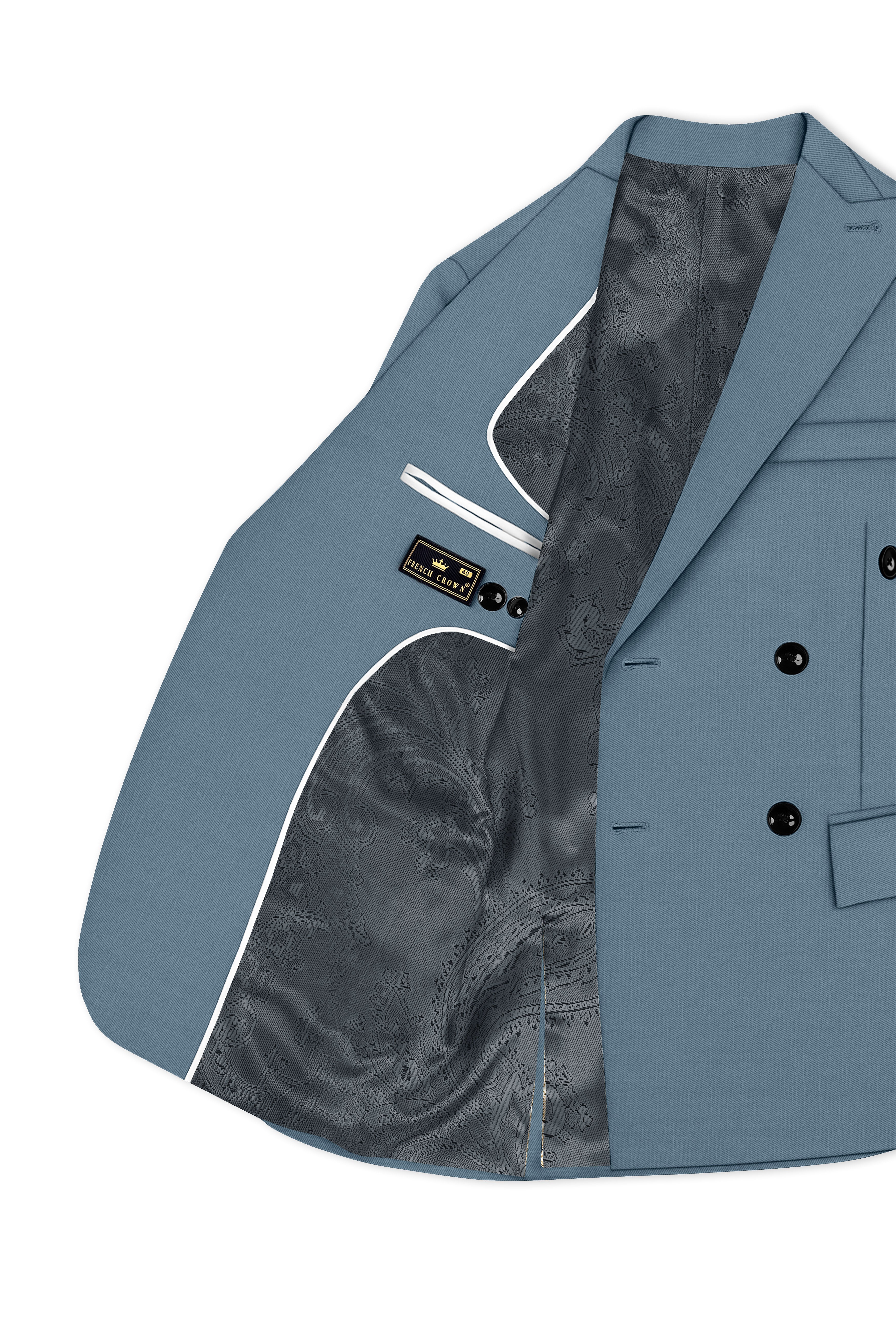 Sapphire-Fiord Blue Wool Rich Slight Stretch Double Breasted Suit