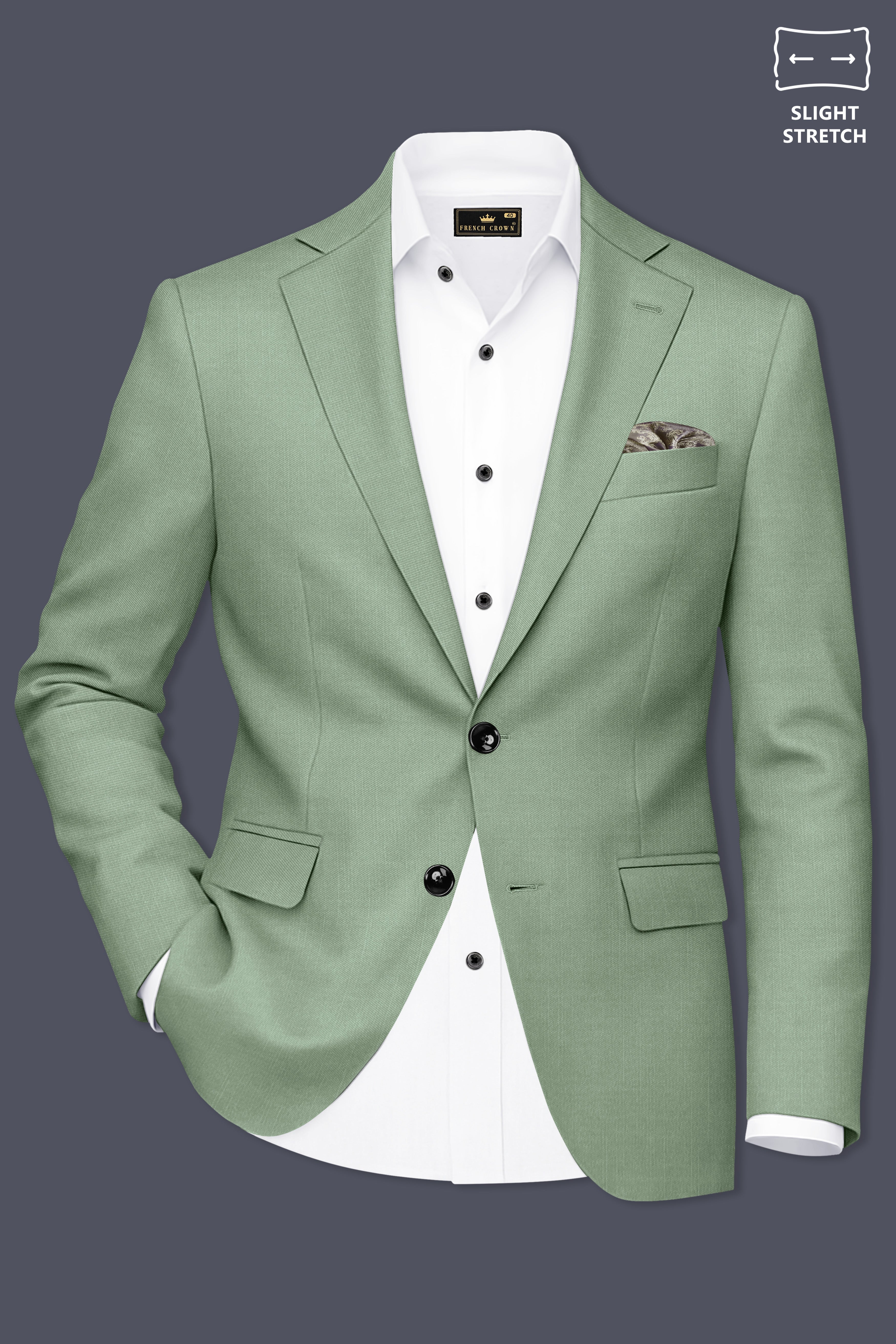 Basil-Spanish Green Wool Rich Slight Stretch Single Breasted Suit