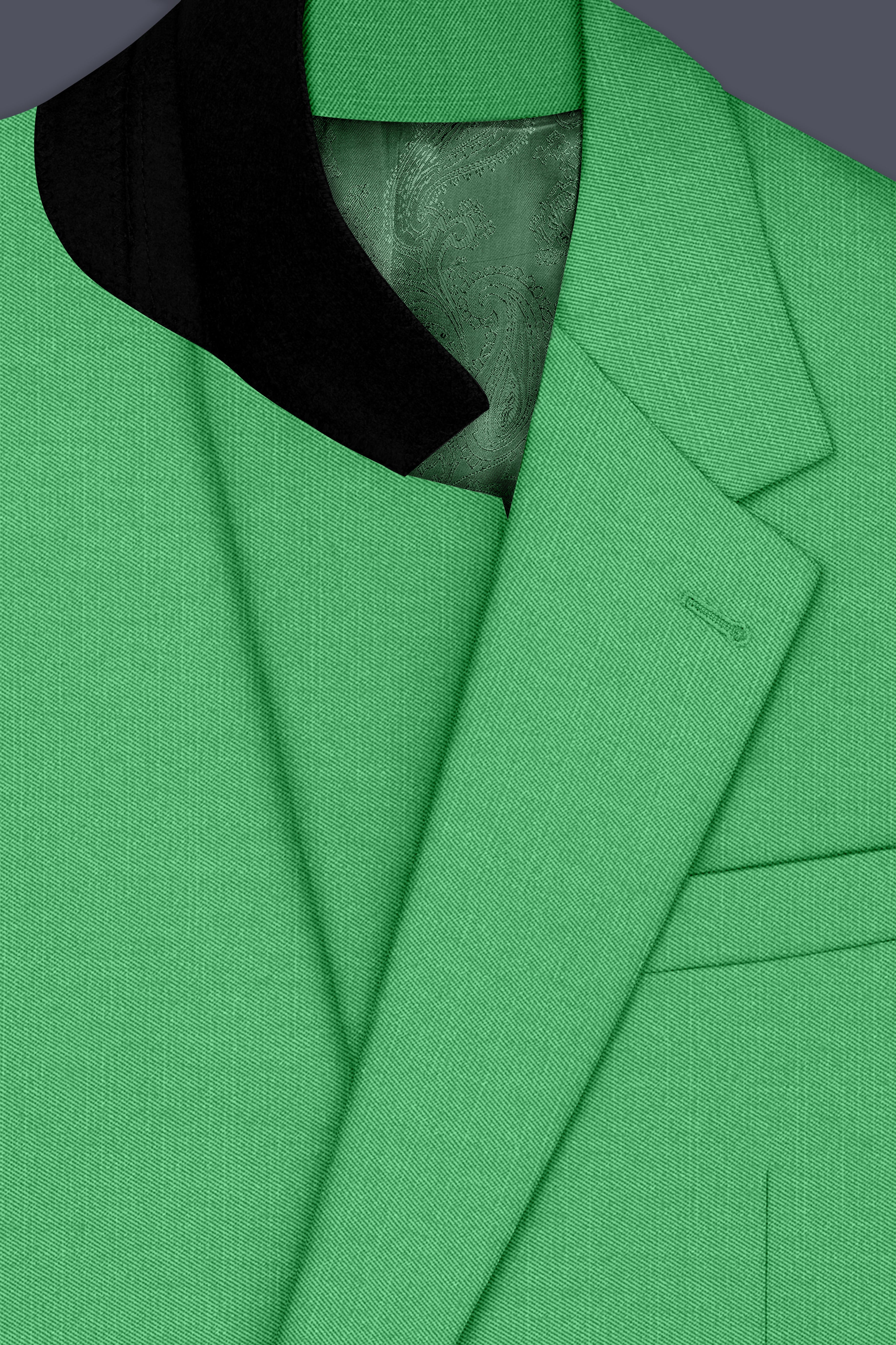 Baron-Chateau Green Wool Rich Slight Stretch Single Breasted Suit