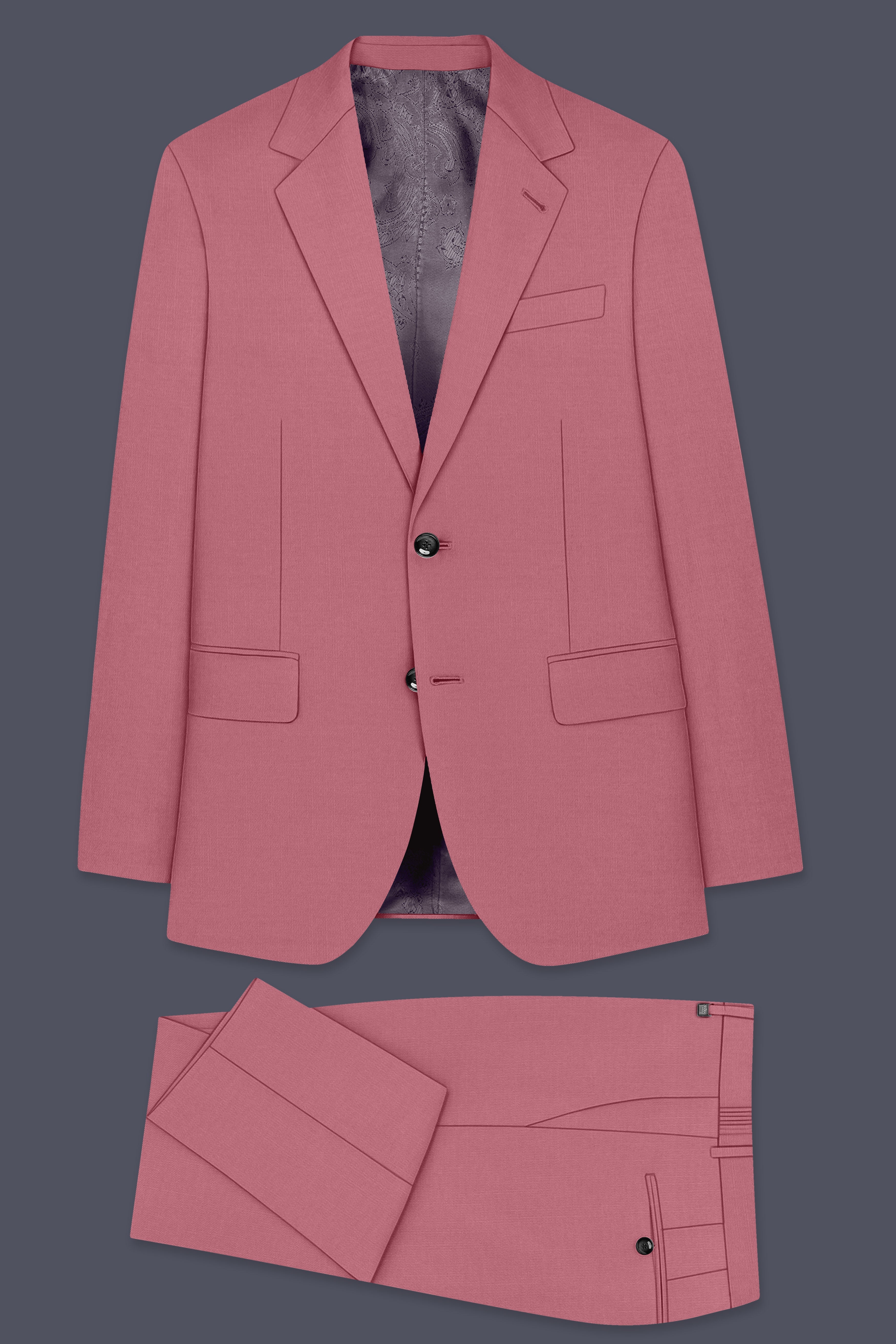 Soleil-Peach Wool Rich Slight Stretch Single Breasted Suit