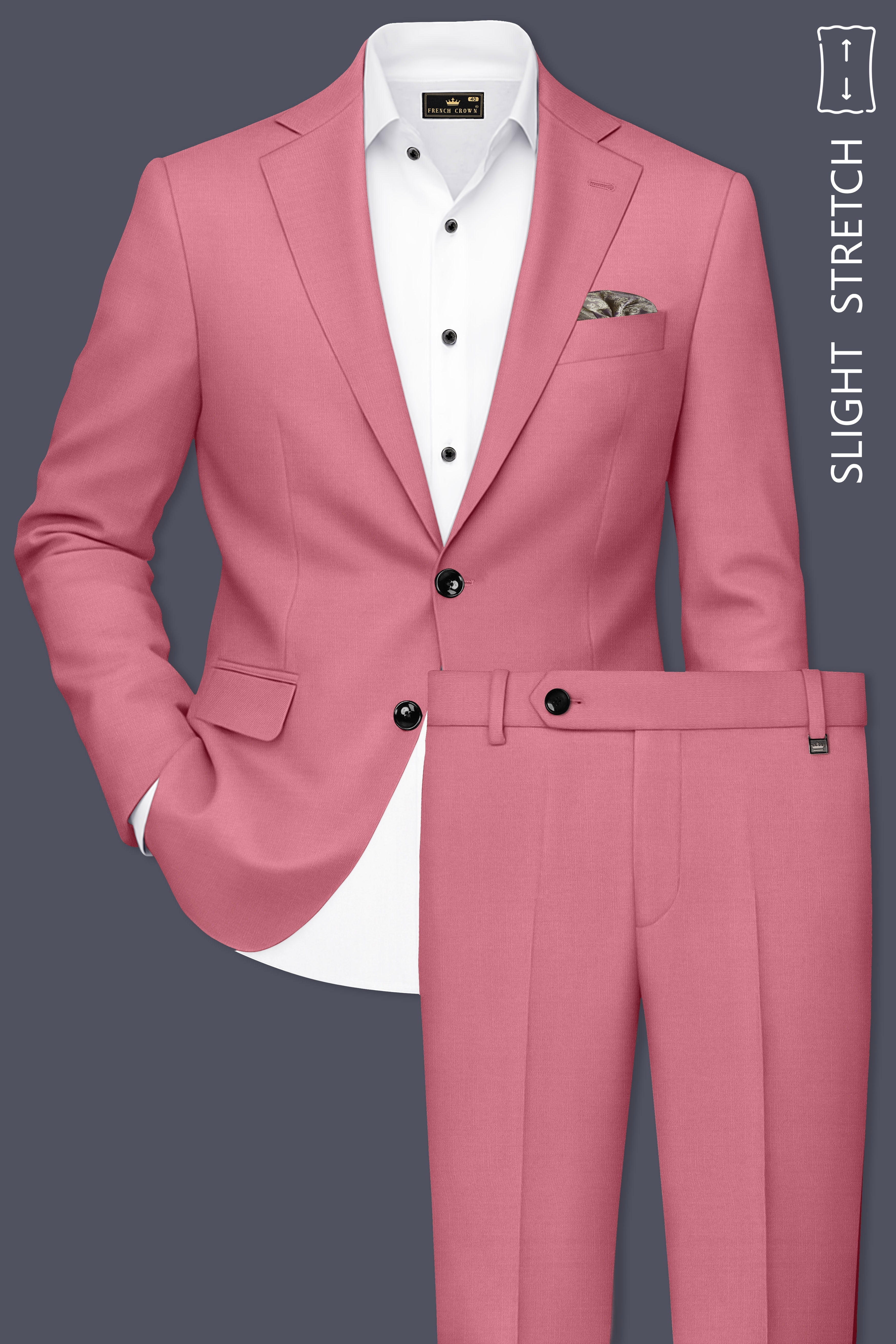 Soleil-Peach Wool Rich Slight Stretch Single Breasted Suit