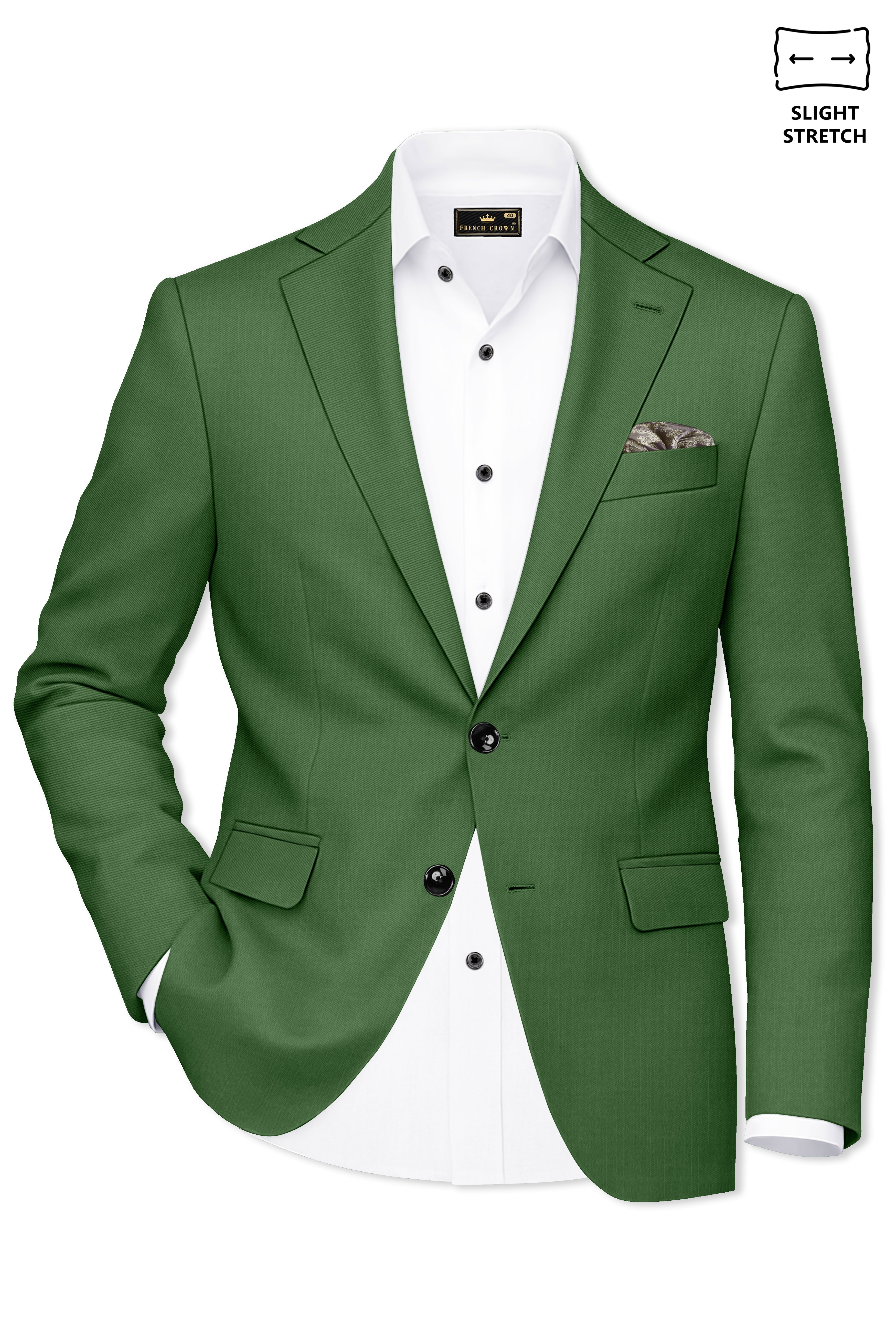 Viridian-Forest Green Wool Rich Slight Stretch Single Breasted Suit