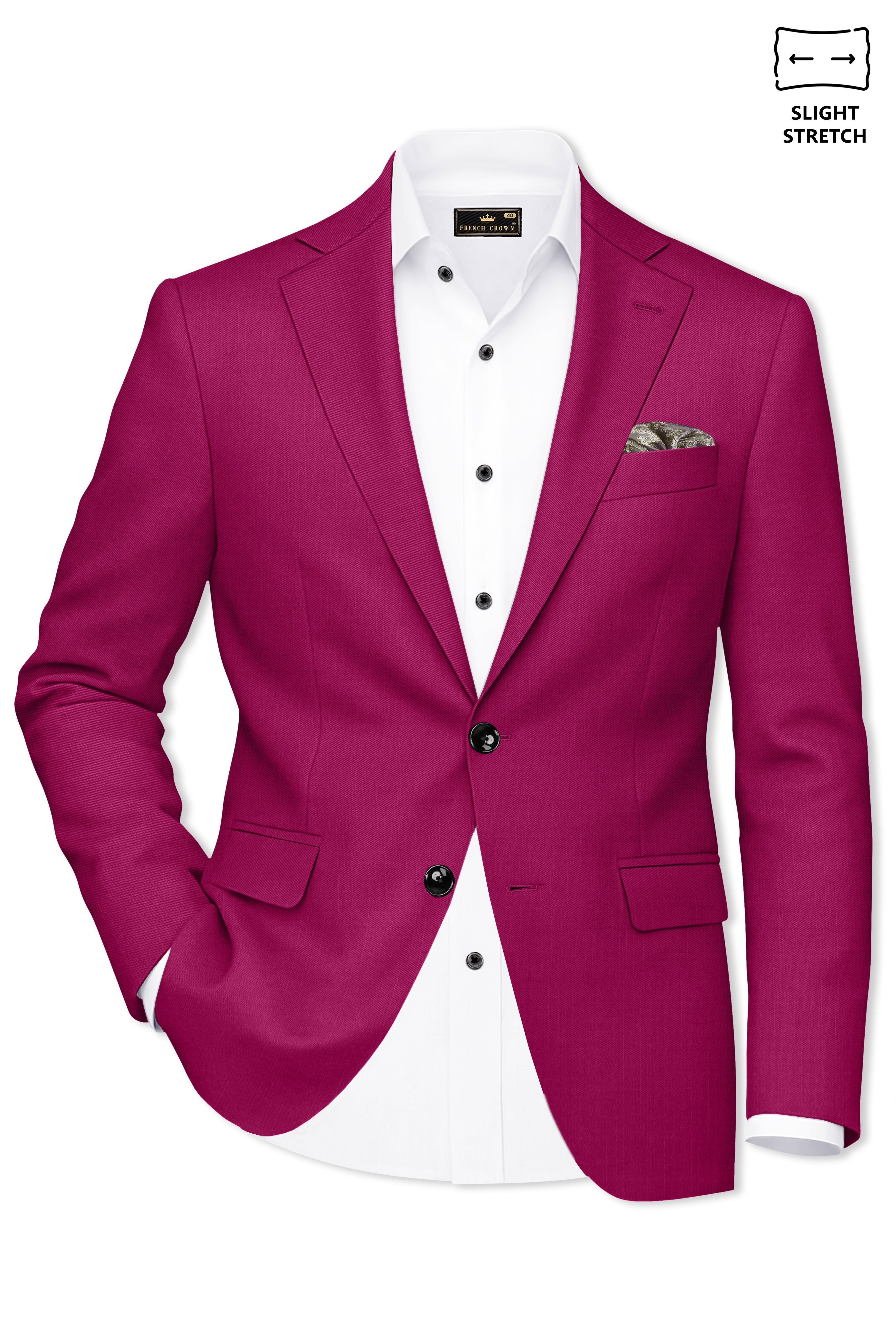 Orchid-Mulberry Pink Wool Rich Slight Stretch Single Breasted Suit