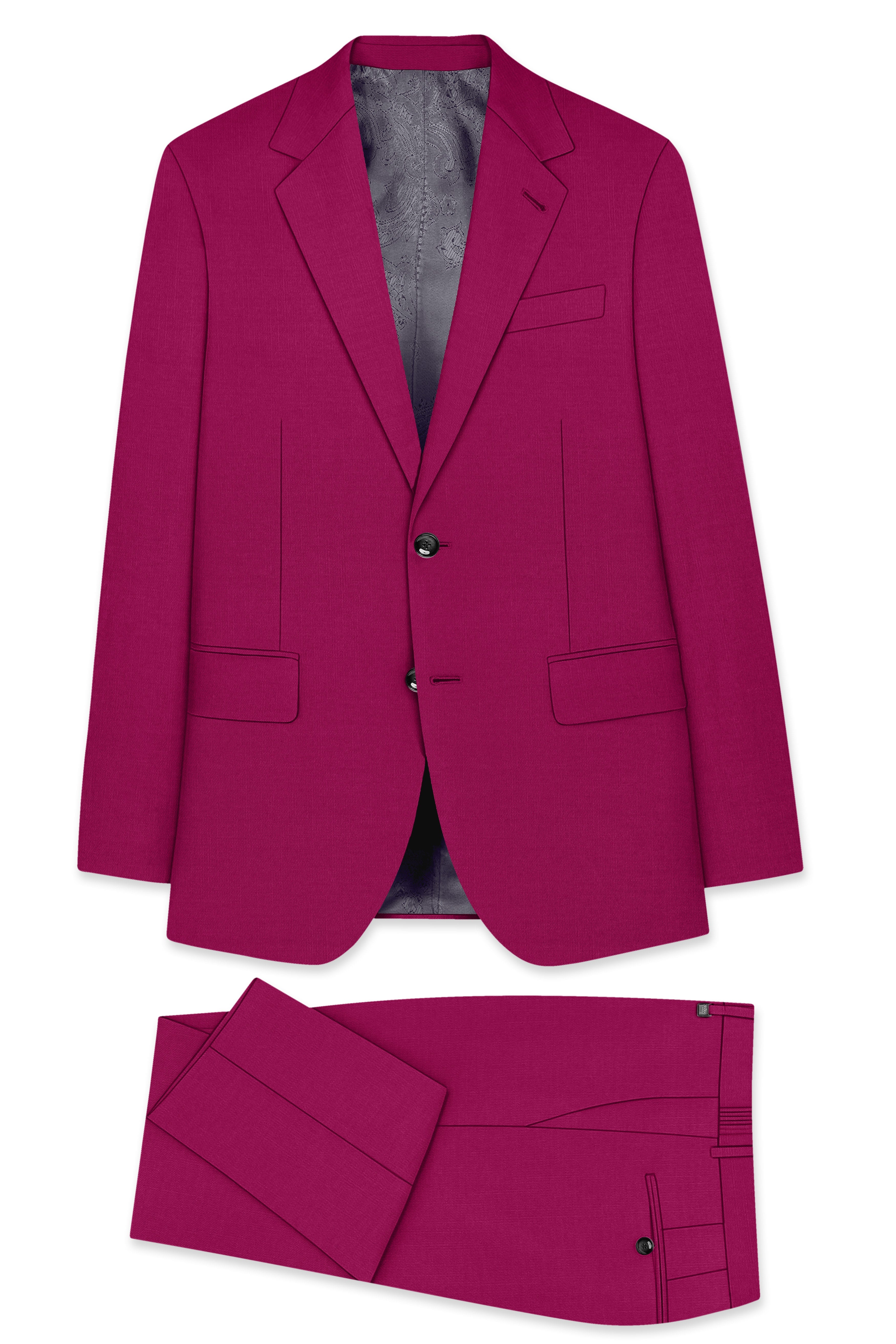 Orchid-Mulberry Pink Wool Rich Slight Stretch Single Breasted Suit