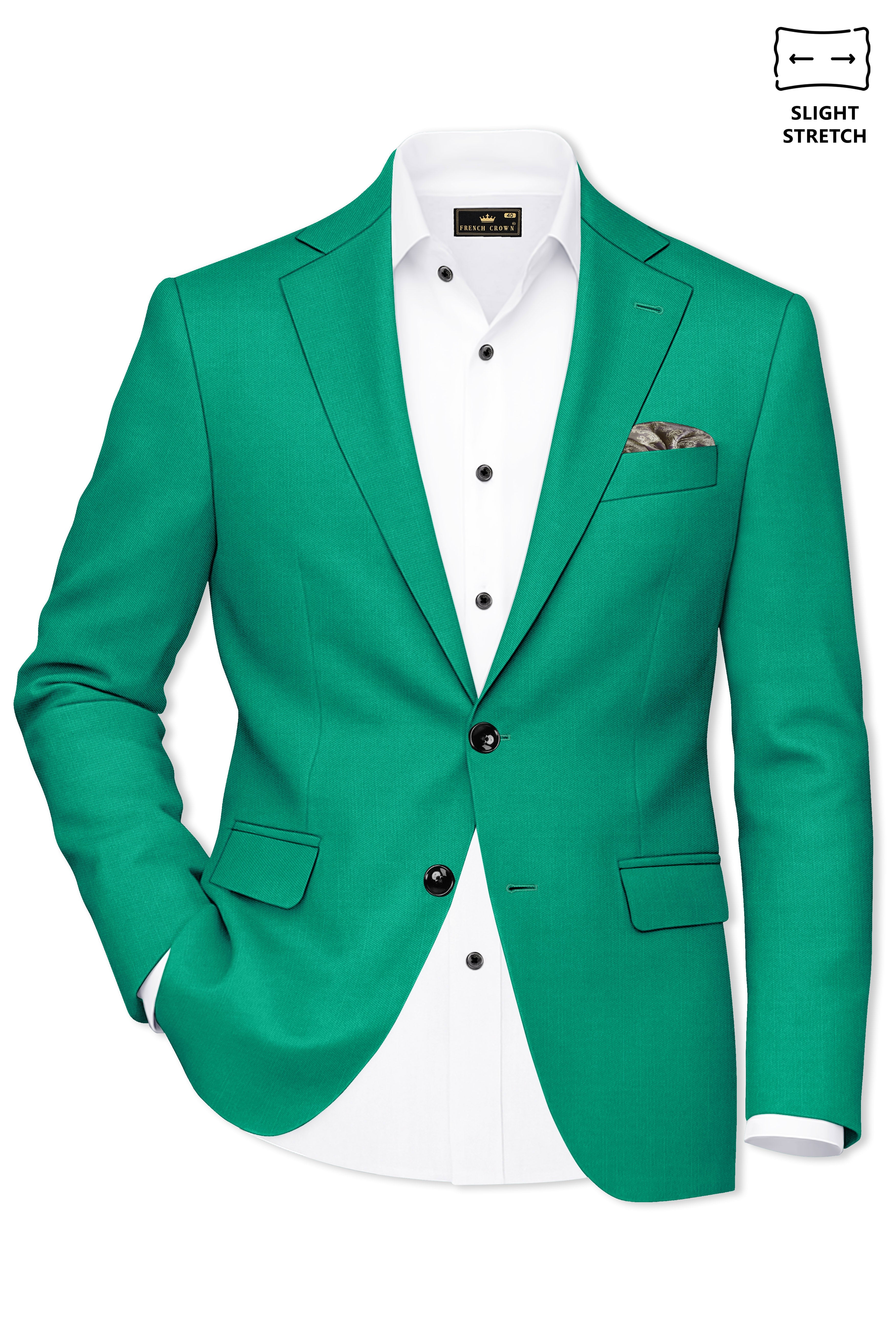 Emerald-Tropical Green Wool Rich Slight Stretch Single Breasted Suit