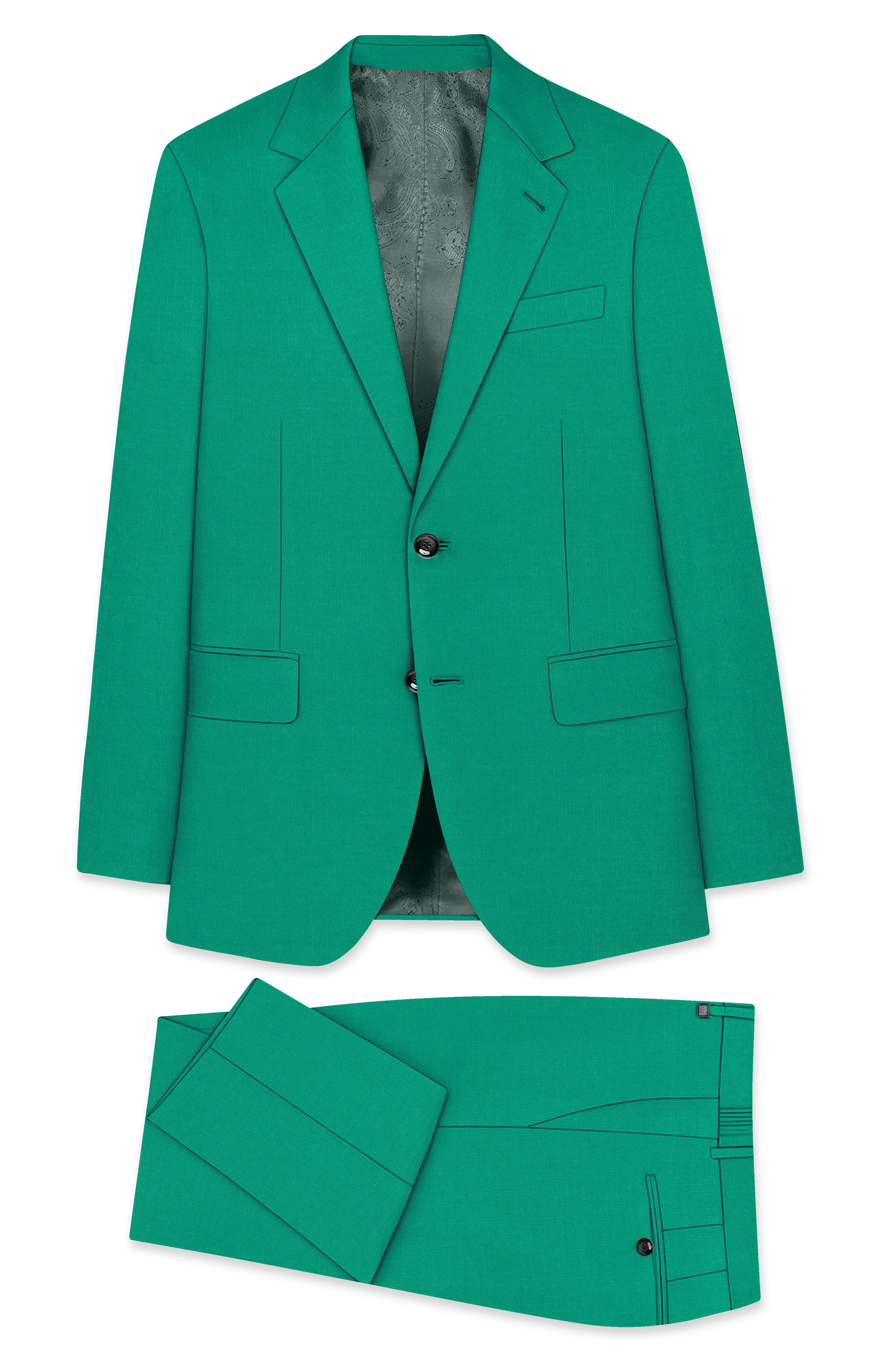 Emerald-Tropical Green Wool Rich Slight Stretch Single Breasted Suit