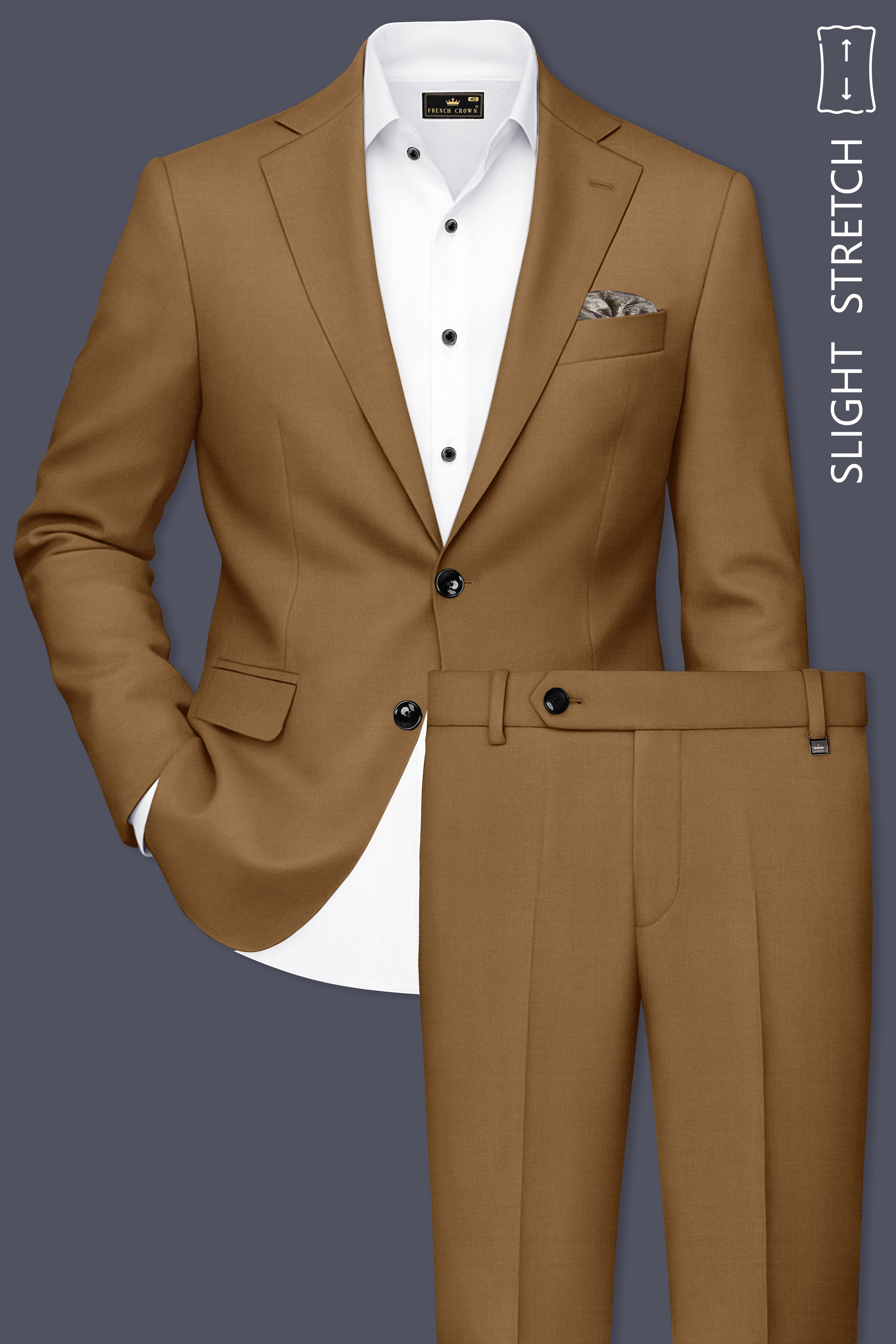 Sapphire-Potters Brown Wool Rich Slight Stretch Single Breasted Suit