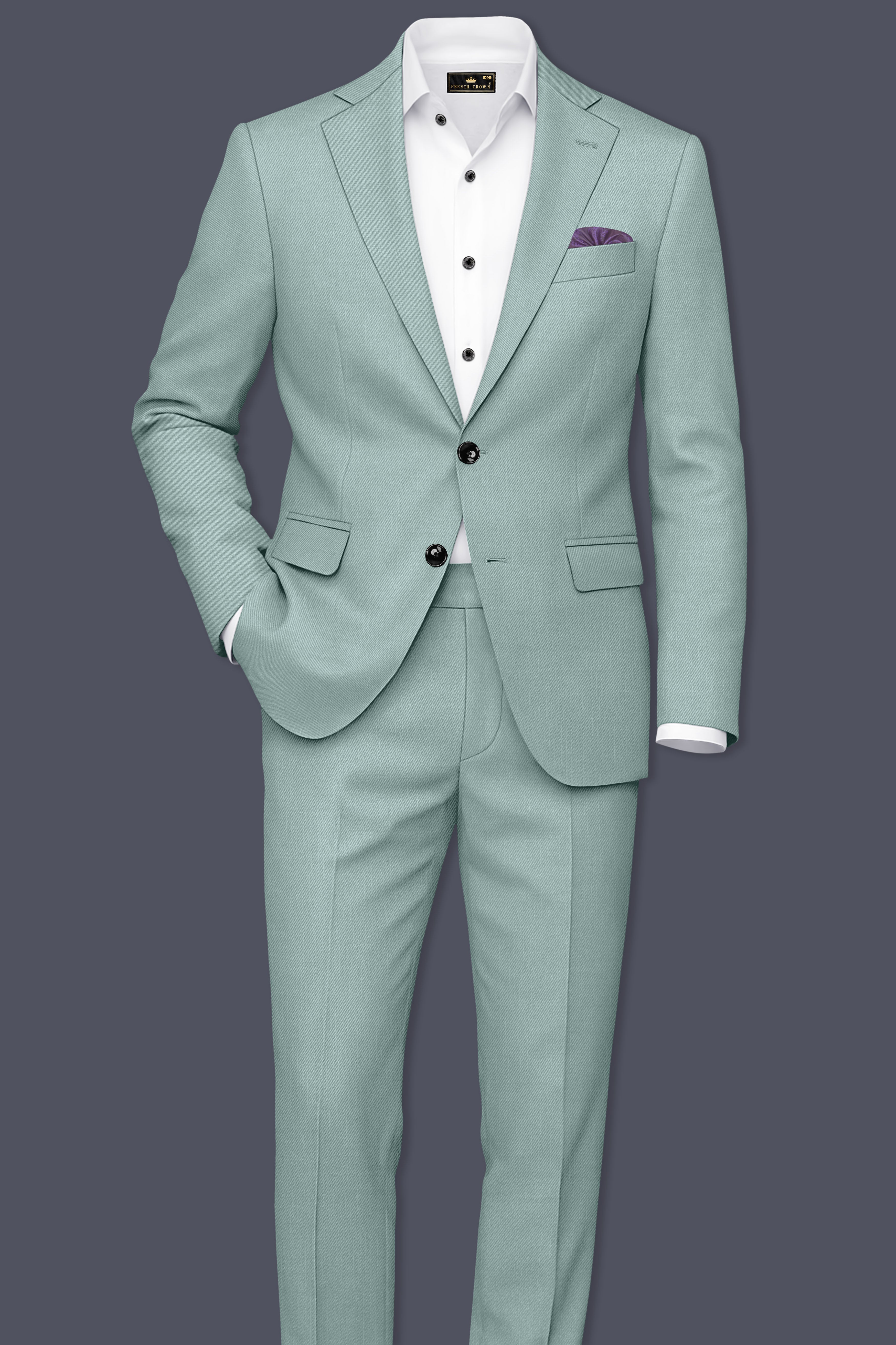 Tropic-Cadet Green Wool Rich Slight Stretch Single Breasted Suit