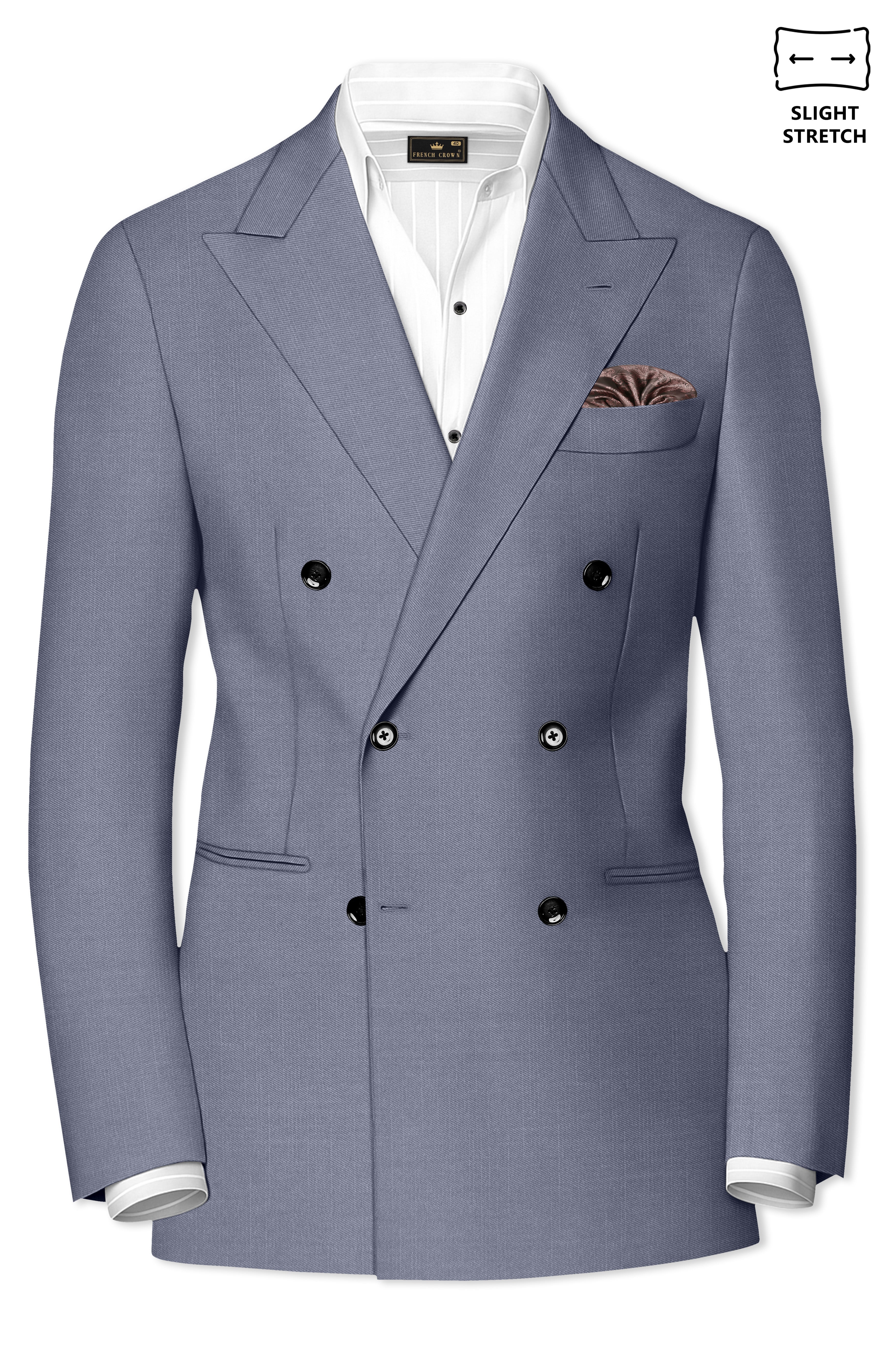 Grisoro-Storm Gray Wool Rich Slight Stretch Double Breasted Suit