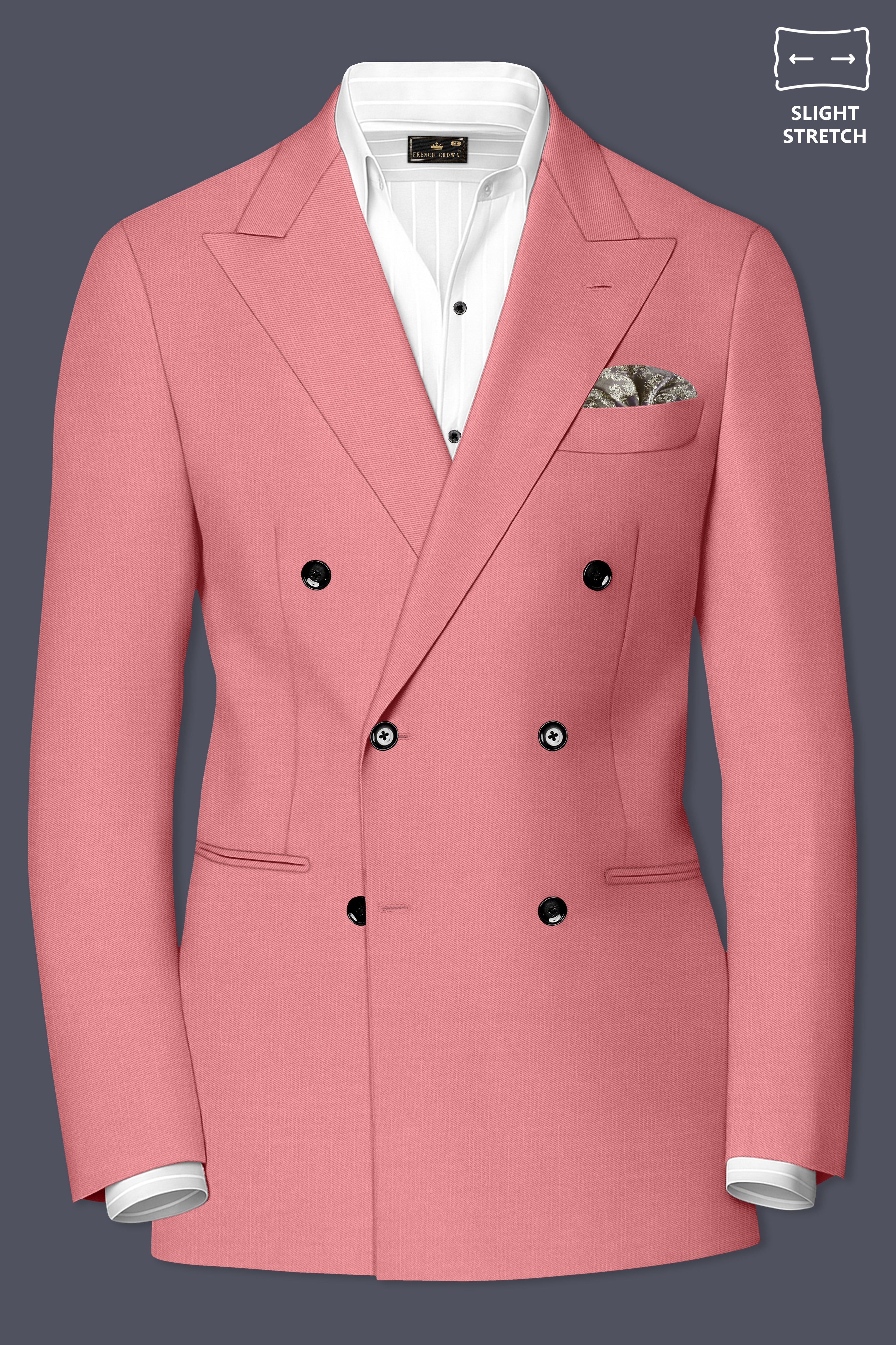 Solaro-Coral Orange Wool Rich Slight Stretch Double Breasted Suit