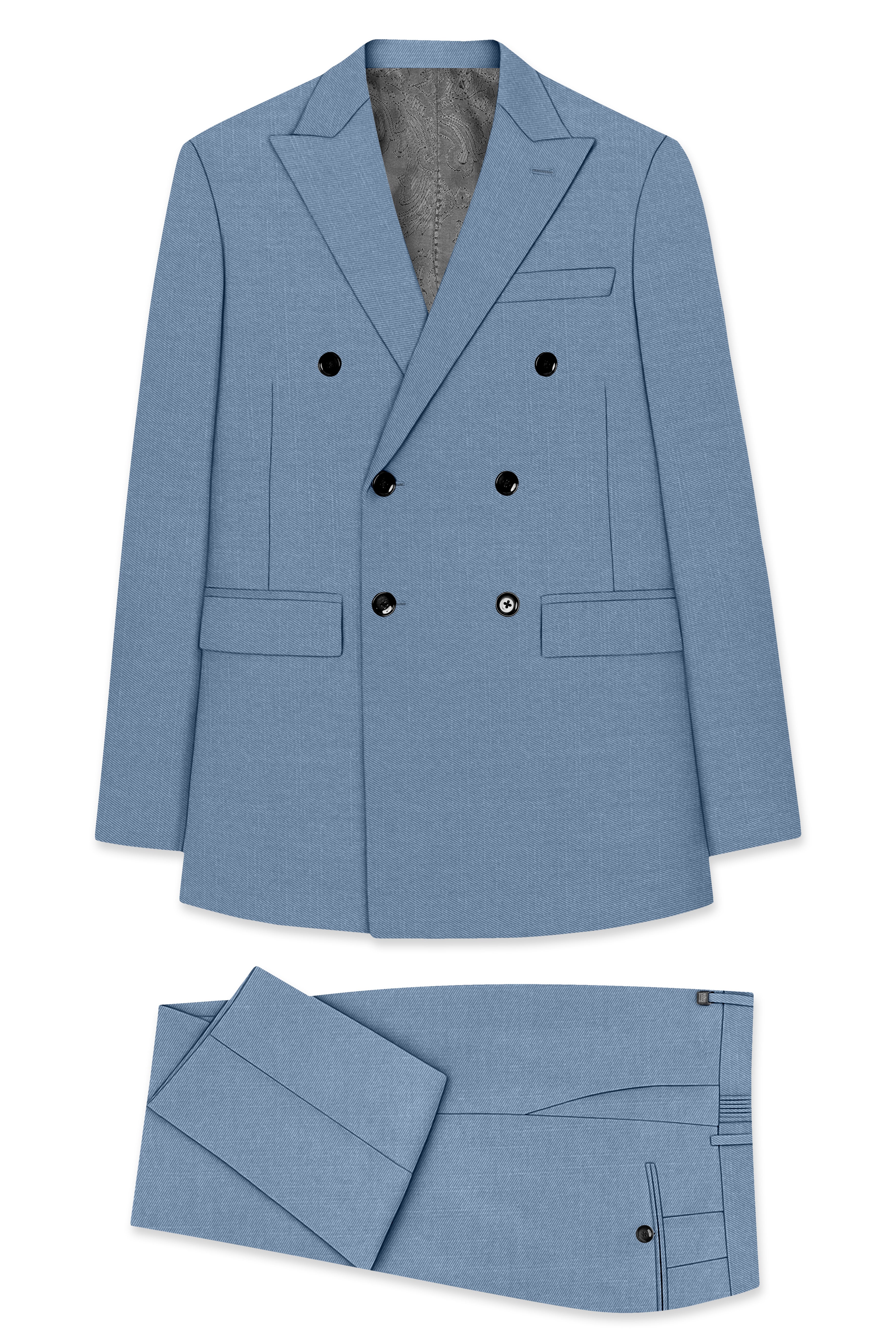 Celestor-Lynch Blue Wool Rich Slight Stretch Double Breasted Suit