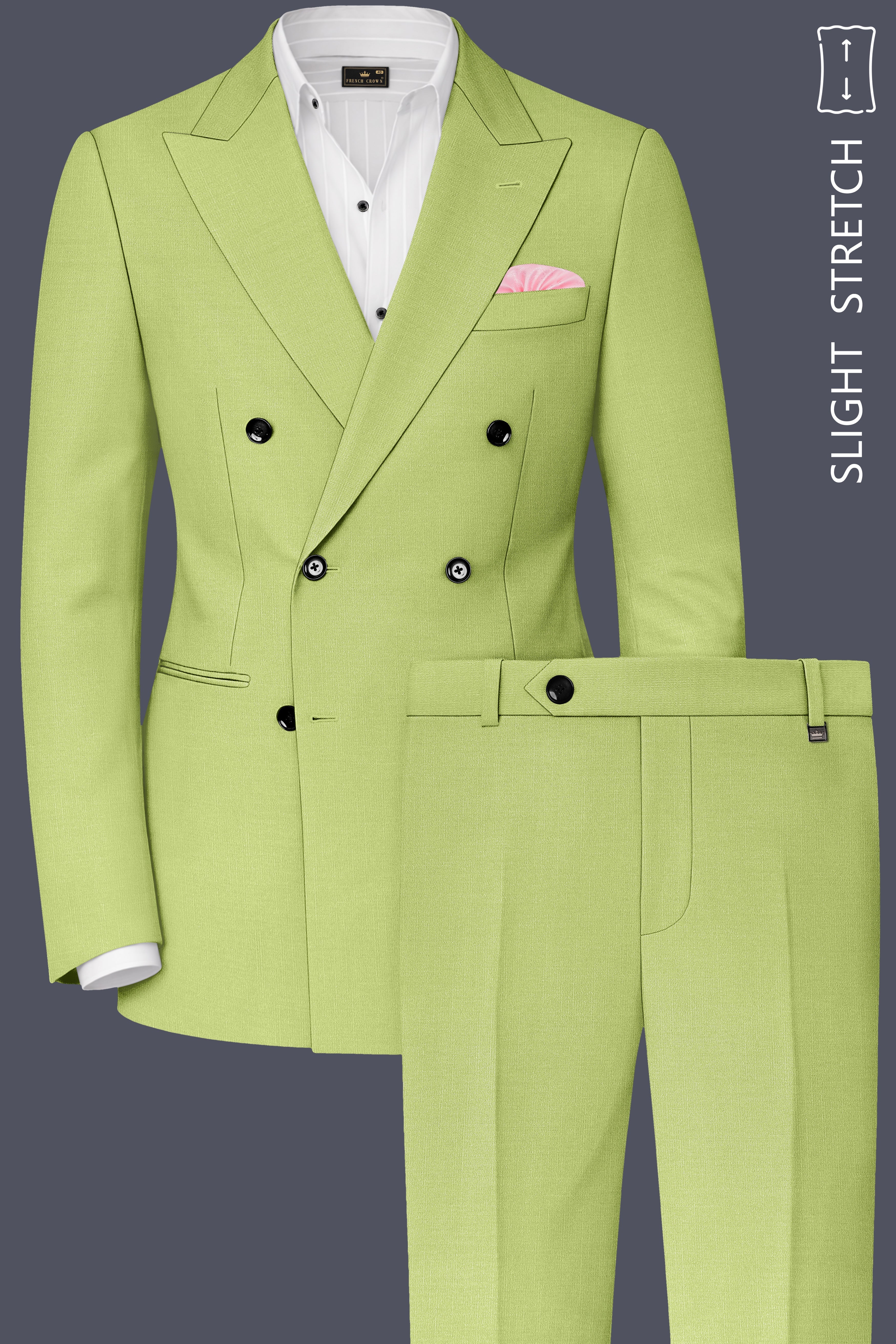 Ochre-Tan Yellow Wool Rich Slight Stretch Double Breasted Suit