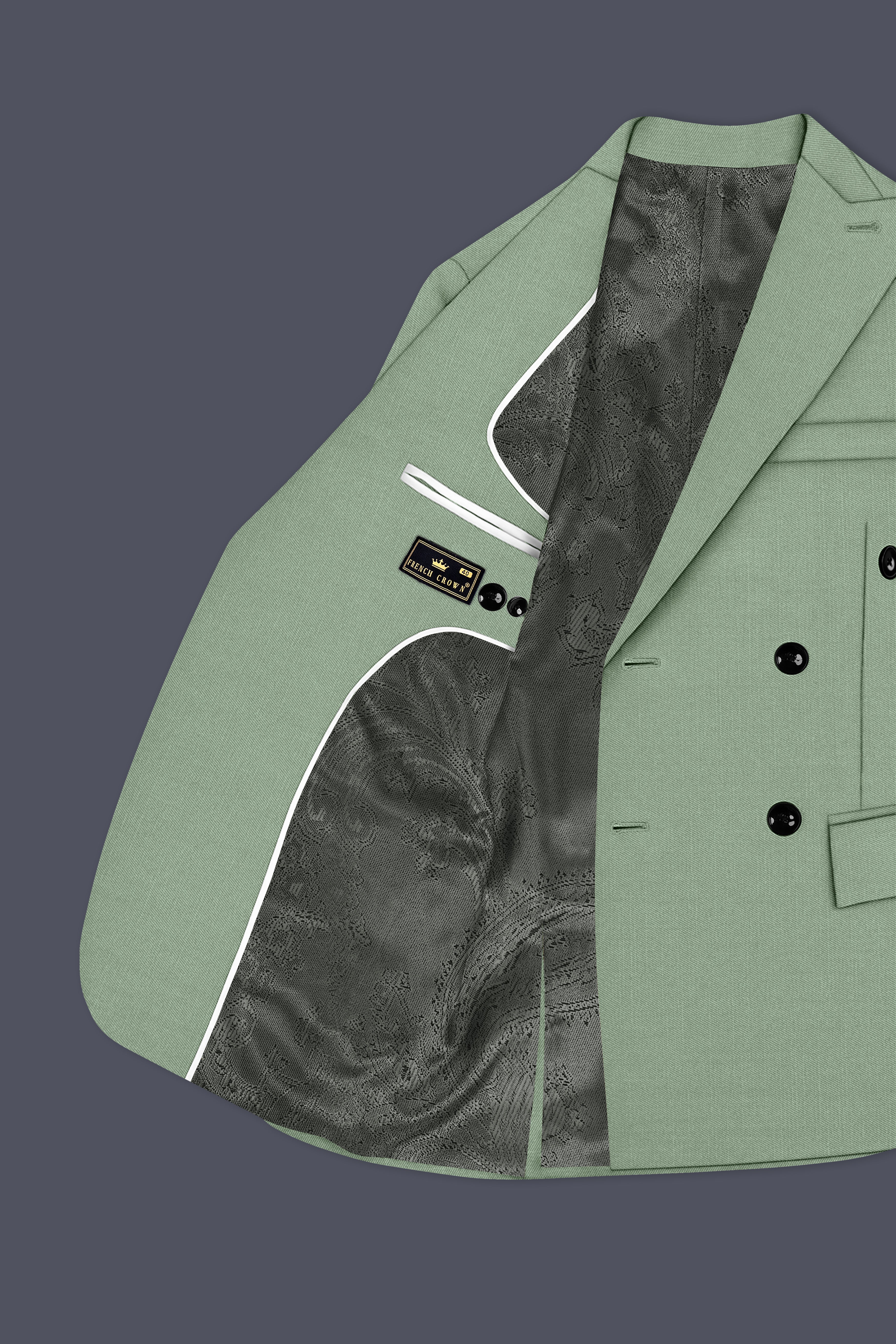 Basil-Spanish Green Wool Rich Slight Stretch Double Breasted Suit