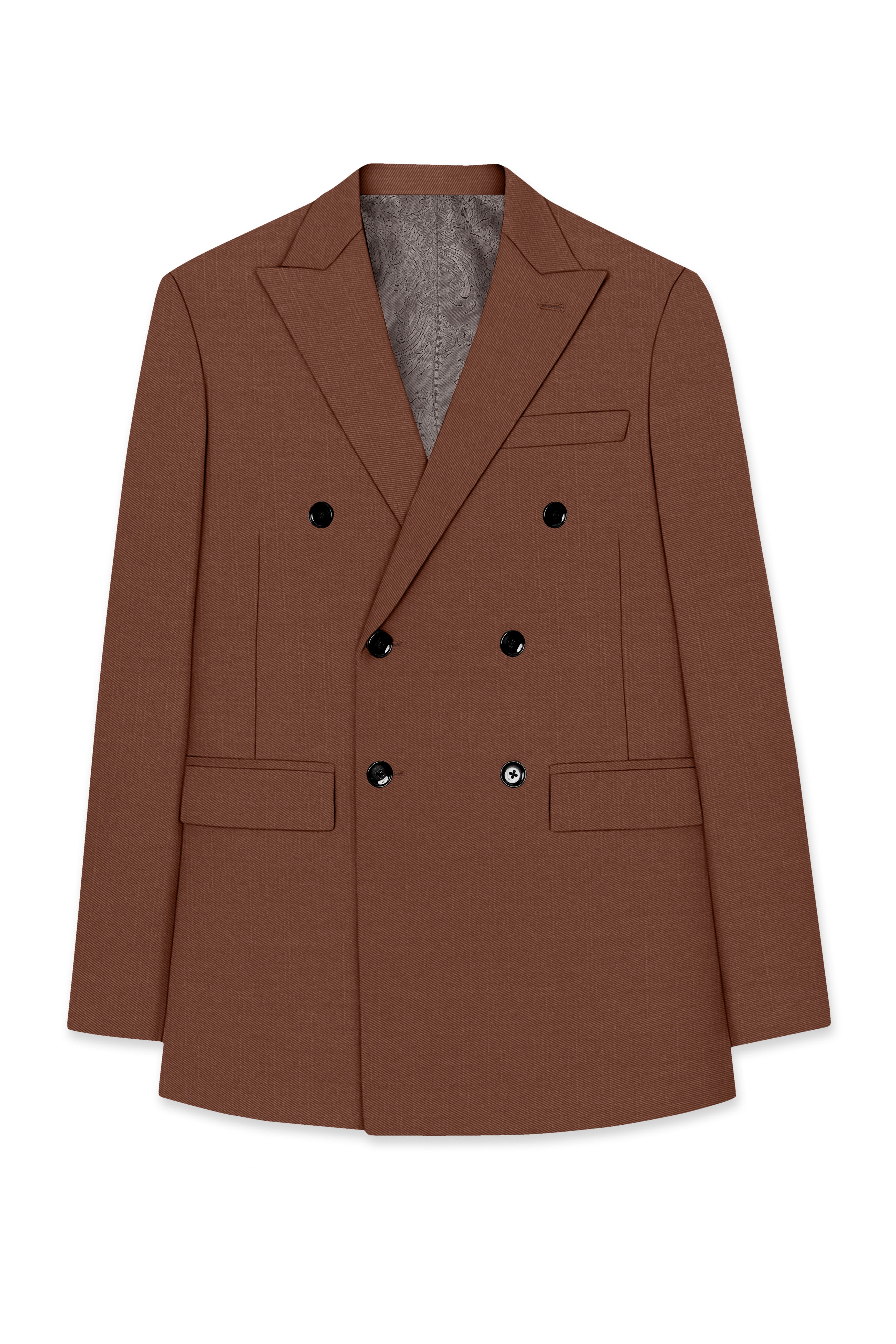 Sienna-Rust Brown Wool Rich Slight Stretch Double Breasted Suit