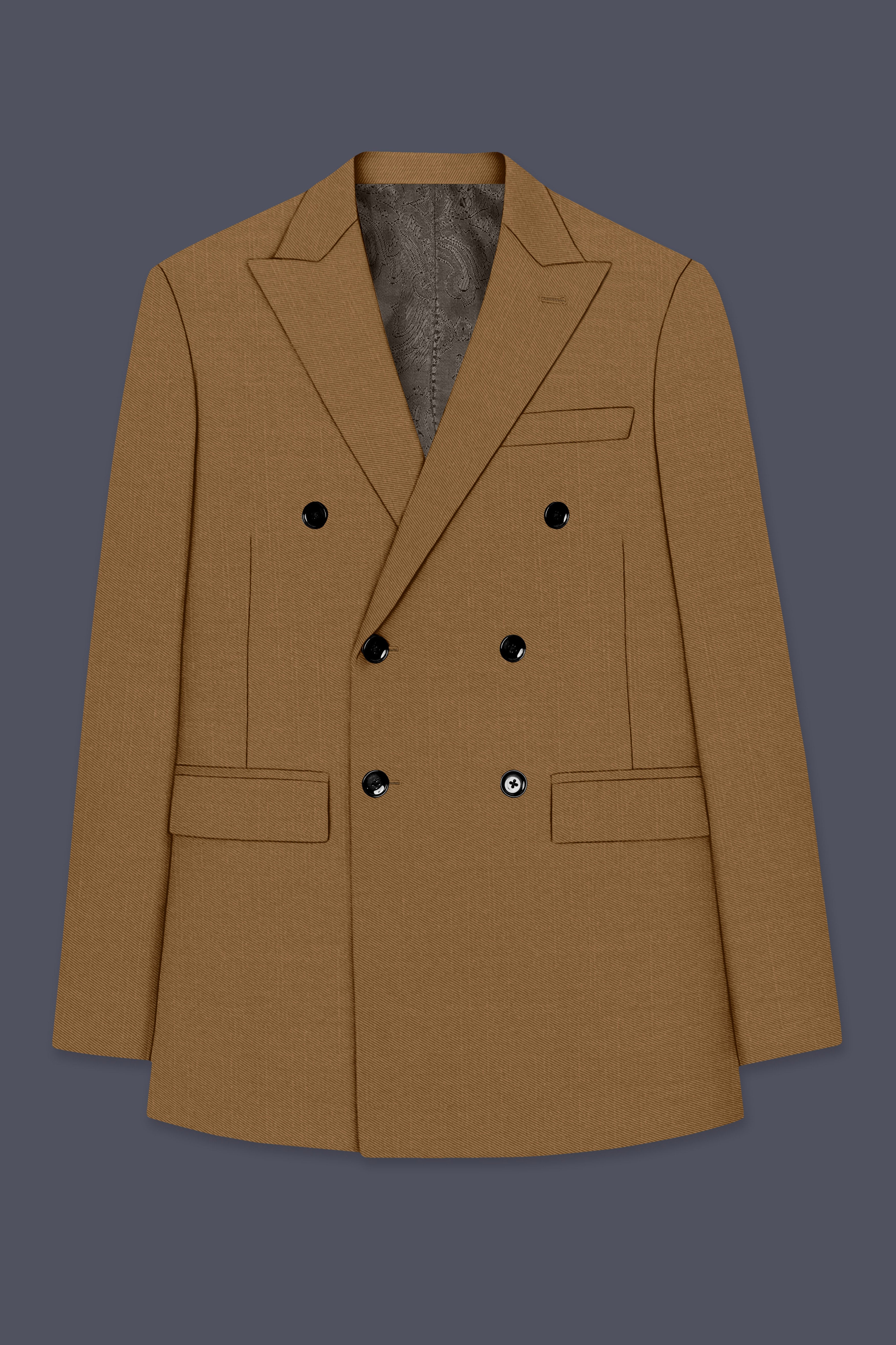 Sapphire-Potters Brown Wool Rich Slight Stretch Double Breasted Suit