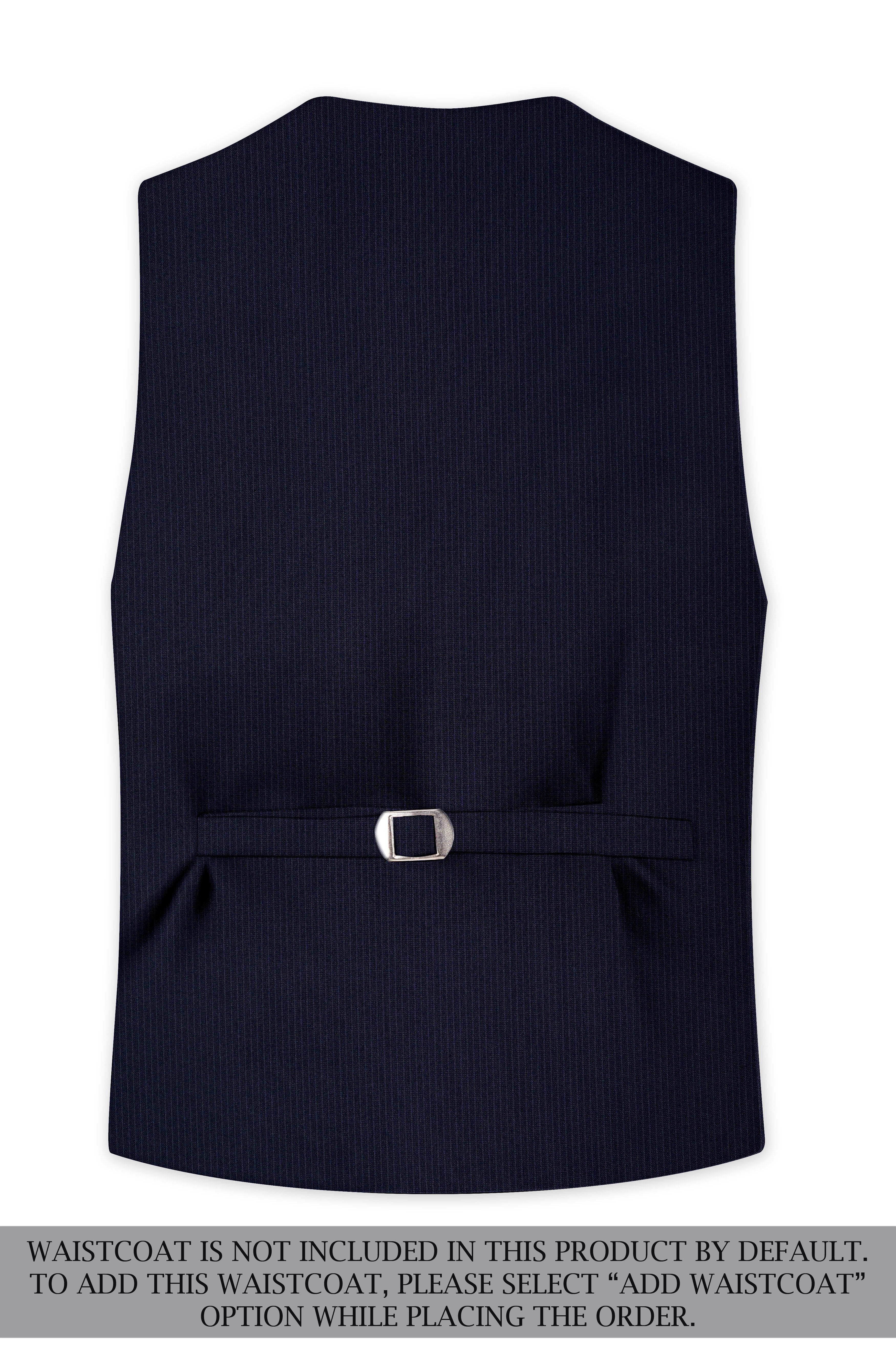Elion-Bunker Blue Pencil Striped Wool Rich Slight Stretch Single Breasted Suit