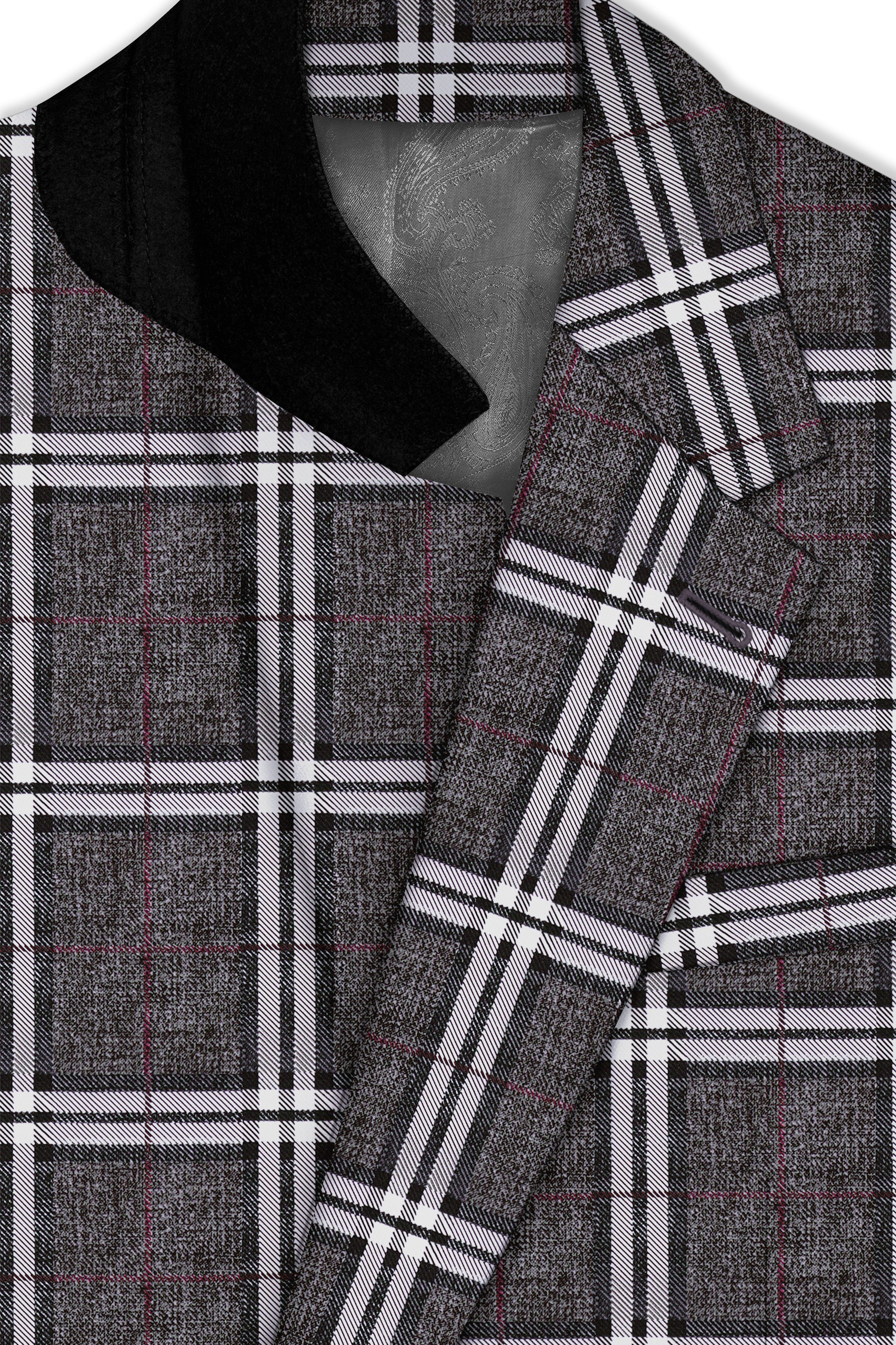Axiom-Granite Gray Plaid Wool Rich Single Breasted Suit