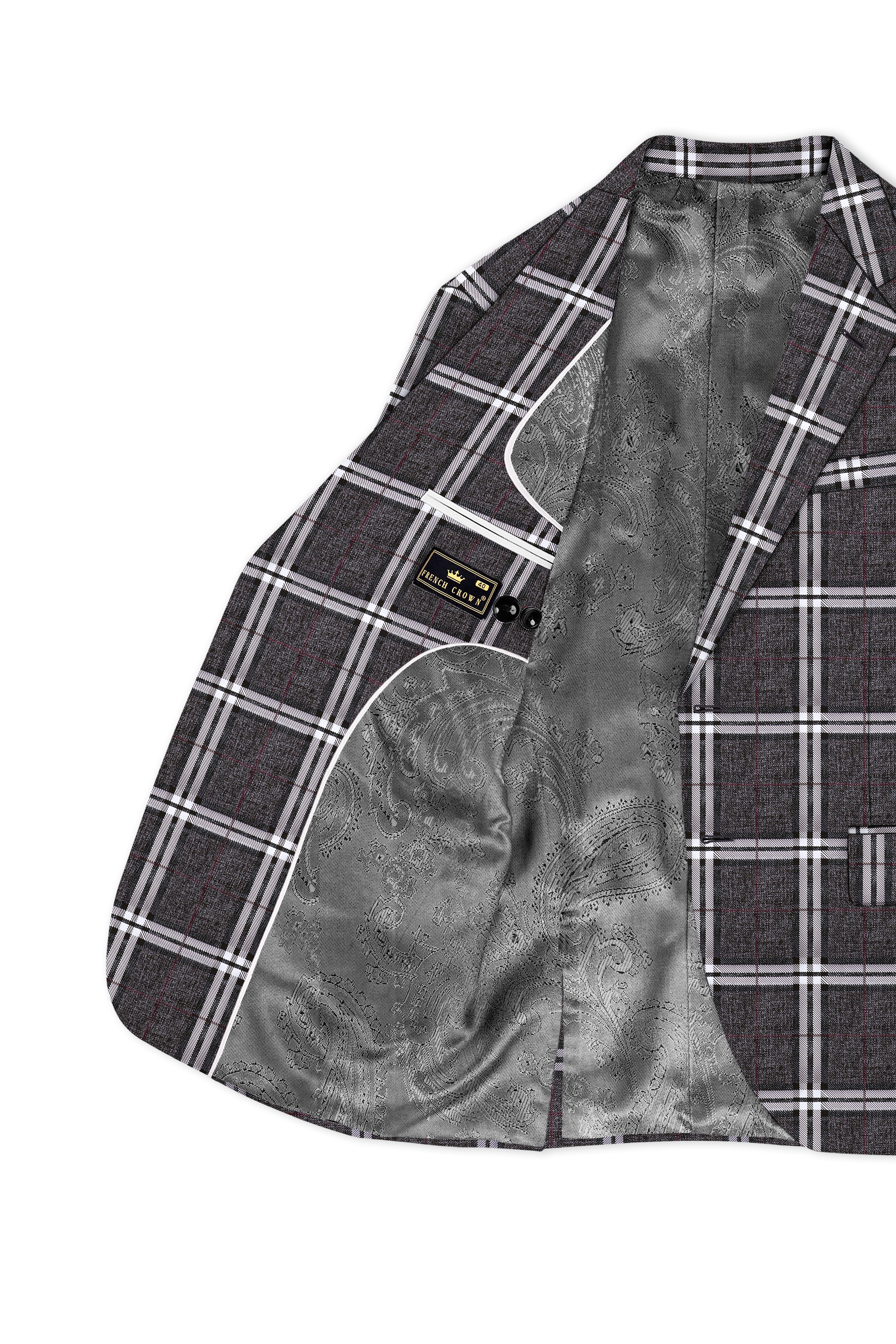 Axiom-Granite Gray Plaid Wool Rich Single Breasted Suit