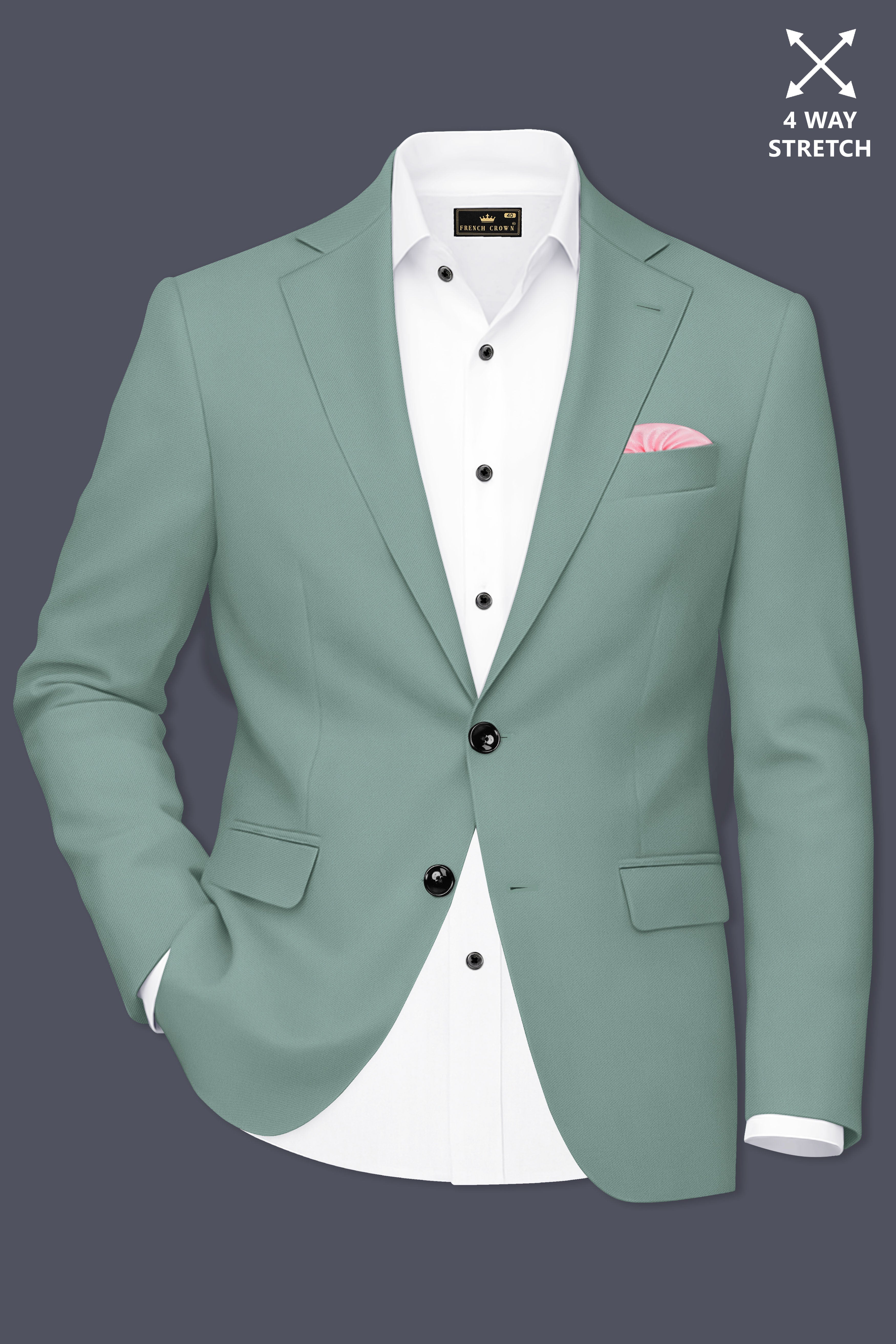 Verde-Korean Spanish Green 4-Way Stretch Wrinkle-Free Wool Rich Single Breasted Suit ST5432-SB-36, ST5432-SB-38, ST5432-SB-40, ST5432-SB-42, ST5432-SB-44, ST5432-SB-46, ST5432-SB-48, ST5432-SB-50, ST5432-SB-52, ST5432-SB-54, ST5432-SB-56, ST5432-SB-58, ST5432-SB-60