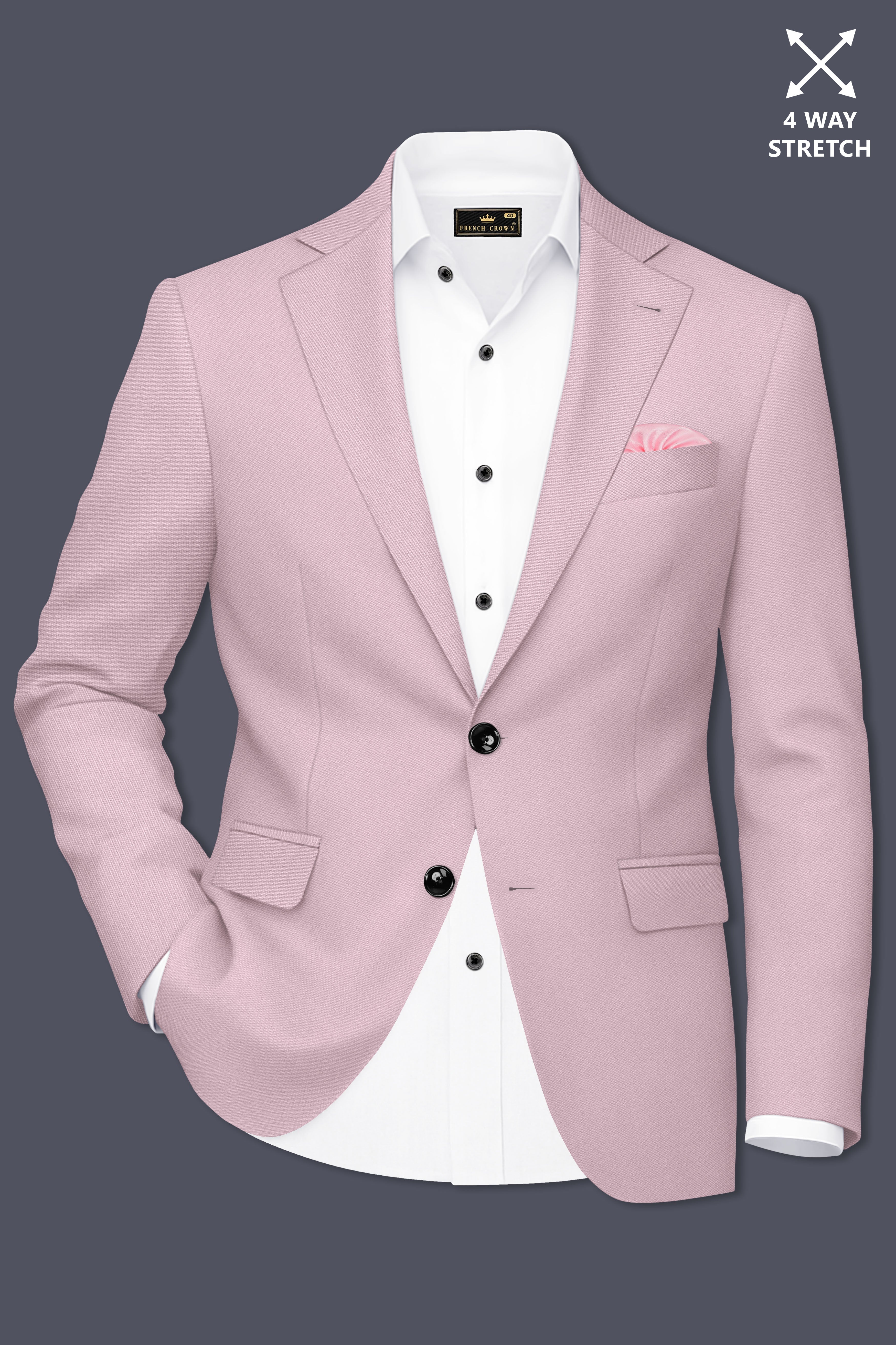 Allure-Korean Blossom Pink 4-Way Stretch Wrinkle-Free Wool Rich Single Breasted Suit ST5437-SB-36, ST5437-SB-38, ST5437-SB-40, ST5437-SB-42, ST5437-SB-44, ST5437-SB-46, ST5437-SB-48, ST5437-SB-50, ST5437-SB-52, ST5437-SB-54, ST5437-SB-56, ST5437-SB-58, ST5437-SB-60