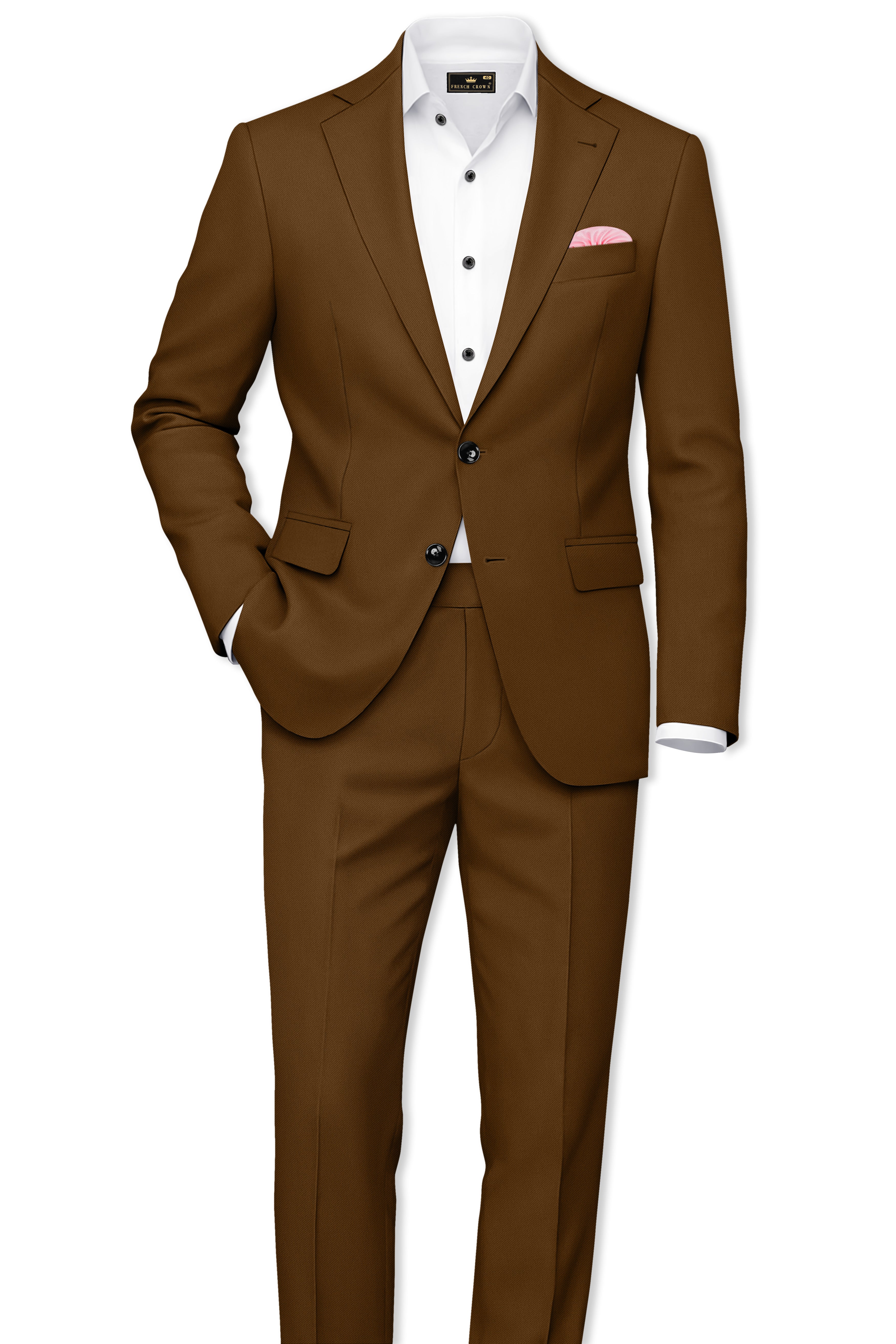 Sienna-Korean Derby Brown 4-Way Stretch Wrinkle-Free Wool Rich Single Breasted Suit ST5440-SB-36, ST5440-SB-38, ST5440-SB-40, ST5440-SB-42, ST5440-SB-44, ST5440-SB-46, ST5440-SB-48, ST5440-SB-50, ST5440-SB-52, ST5440-SB-54, ST5440-SB-56, ST5440-SB-58, ST5440-SB-60