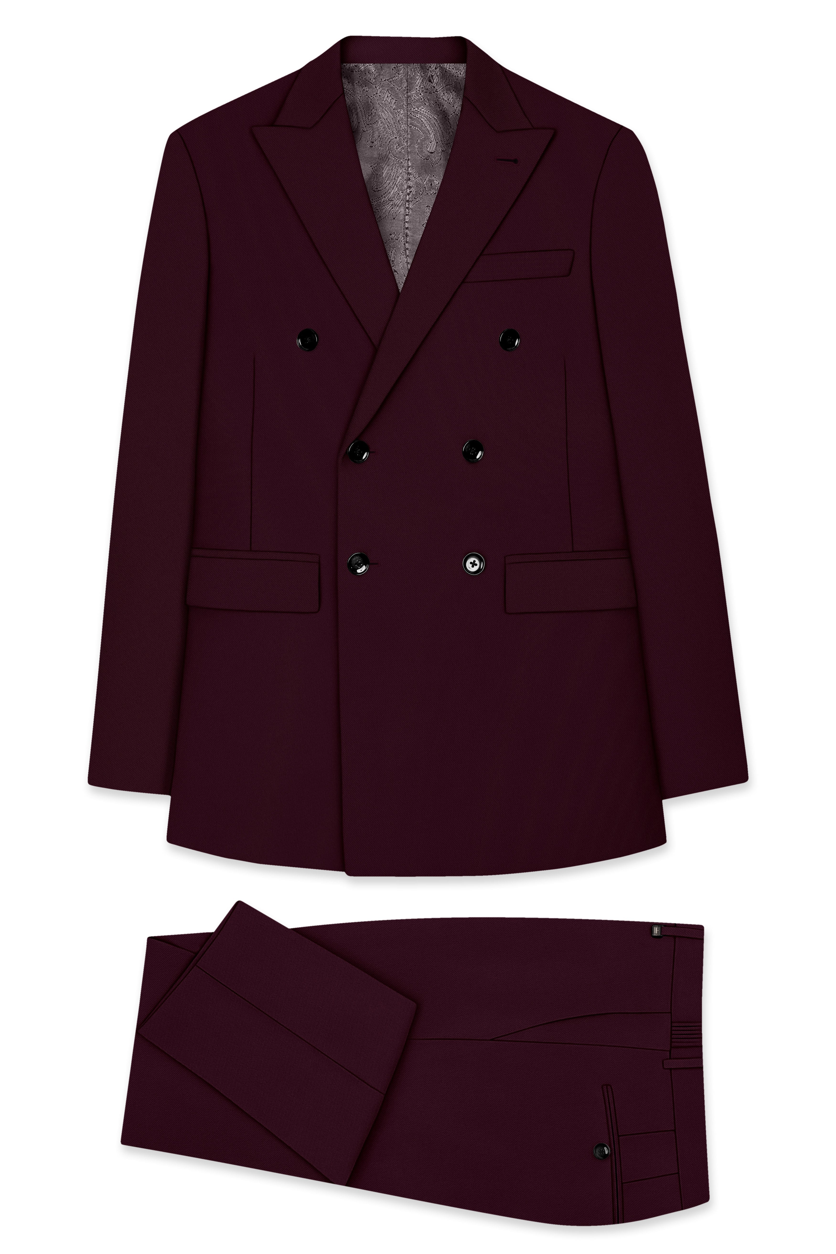 Veltrix-Korean Aubergine Maroon 4-Way Stretch Wrinkle-Free Wool Rich Double Breasted Suit ST5444-DB-36, ST5444-DB-38, ST5444-DB-40, ST5444-DB-42, ST5444-DB-44, ST5444-DB-46, ST5444-DB-48, ST5444-DB-50, ST5444-DB-52, ST5444-DB-54, ST5444-DB-56, ST5444-DB-58, ST5444-DB-60