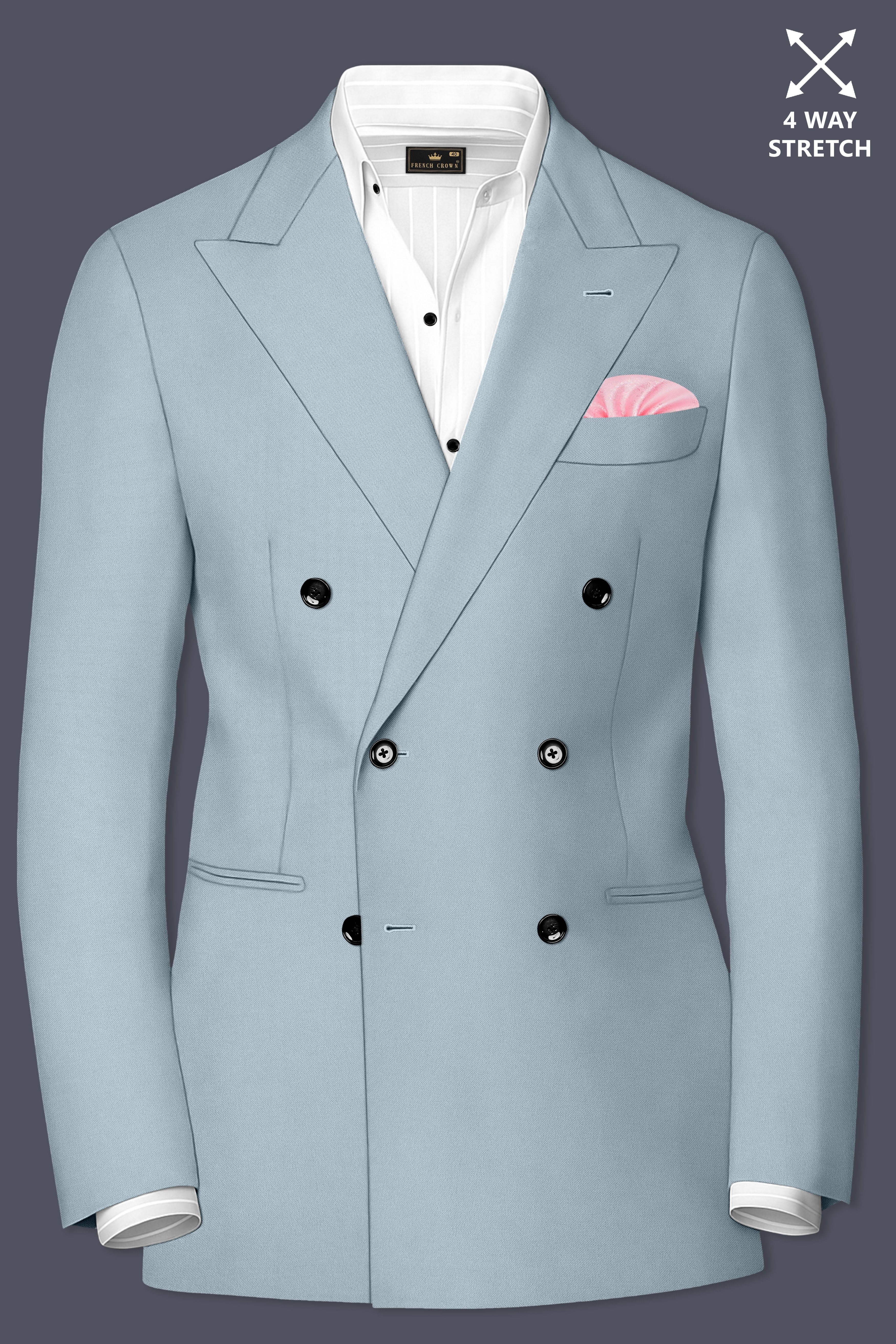 Pewter-Korean Chateau gray 4-Way Stretch Wrinkle-Free Wool Rich Double Breasted Suit ST5447-DB-36, ST5447-DB-38, ST5447-DB-40, ST5447-DB-42, ST5447-DB-44, ST5447-DB-46, ST5447-DB-48, ST5447-DB-50, ST5447-DB-52, ST5447-DB-54, ST5447-DB-56, ST5447-DB-58, ST5447-DB-60