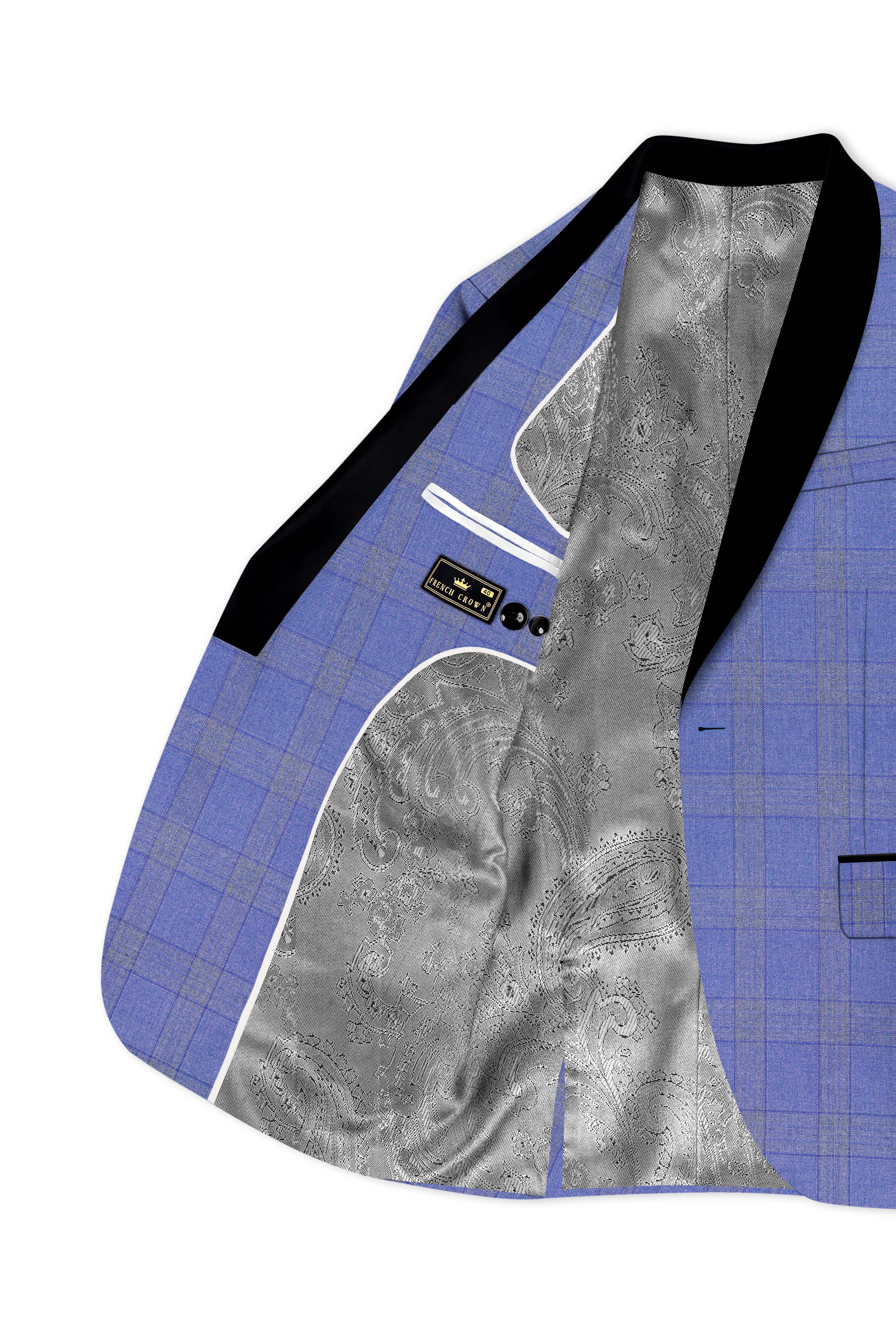Cobalt-Scampi Blue Plaid Wool Rich Tuxedo Suit