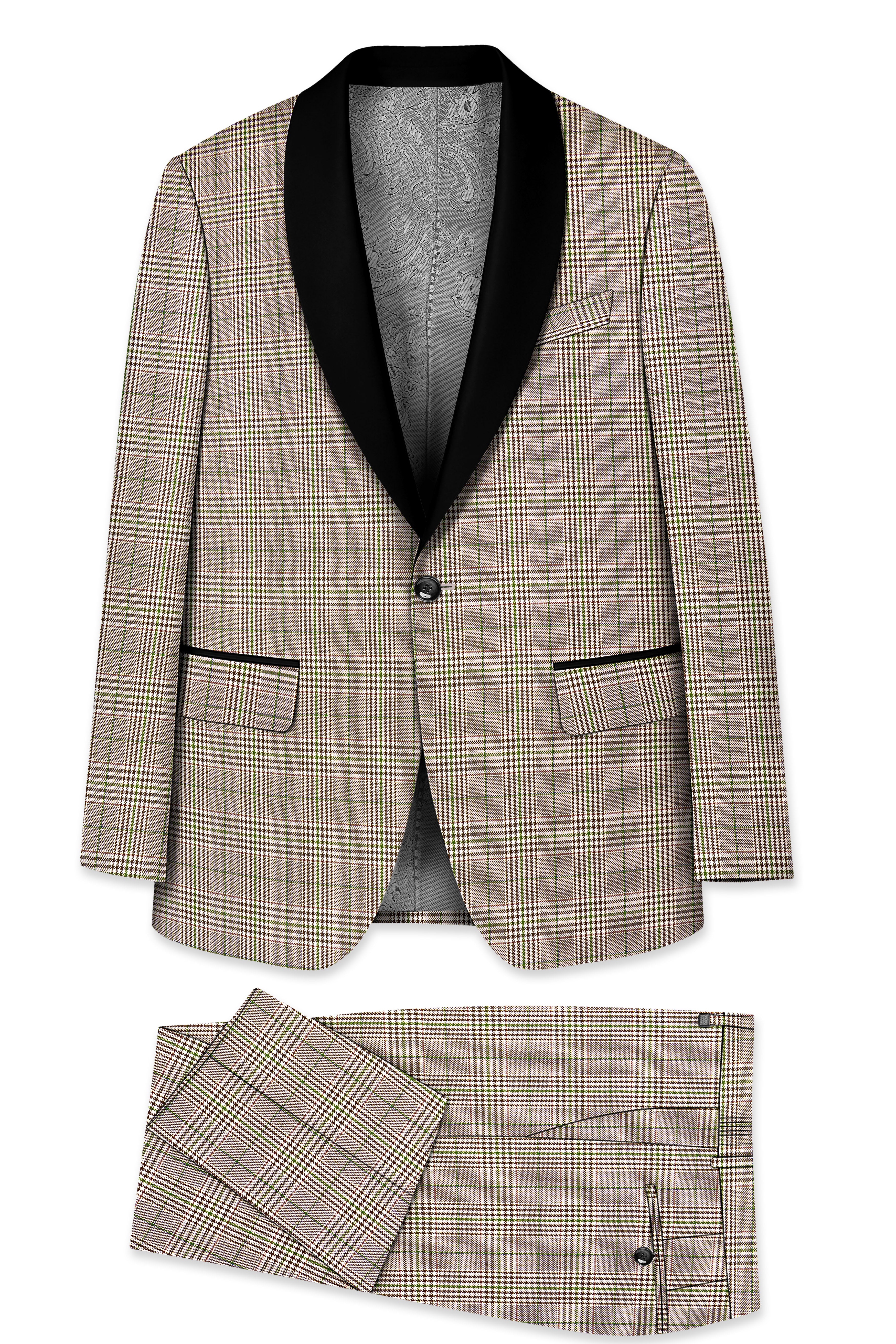 Nawab-Tundora Brown Plaid Wool Rich Tuxedo Suit ST5455-BKL-36, ST5455-BKL-38, ST5455-BKL-40, ST5455-BKL-42, ST5455-BKL-44, ST5455-BKL-46, ST5455-BKL-48, ST5455-BKL-50, ST5455-BKL-52, ST5455-BKL-54, ST5455-BKL-56, ST5455-BKL-58, ST5455-BKL-60