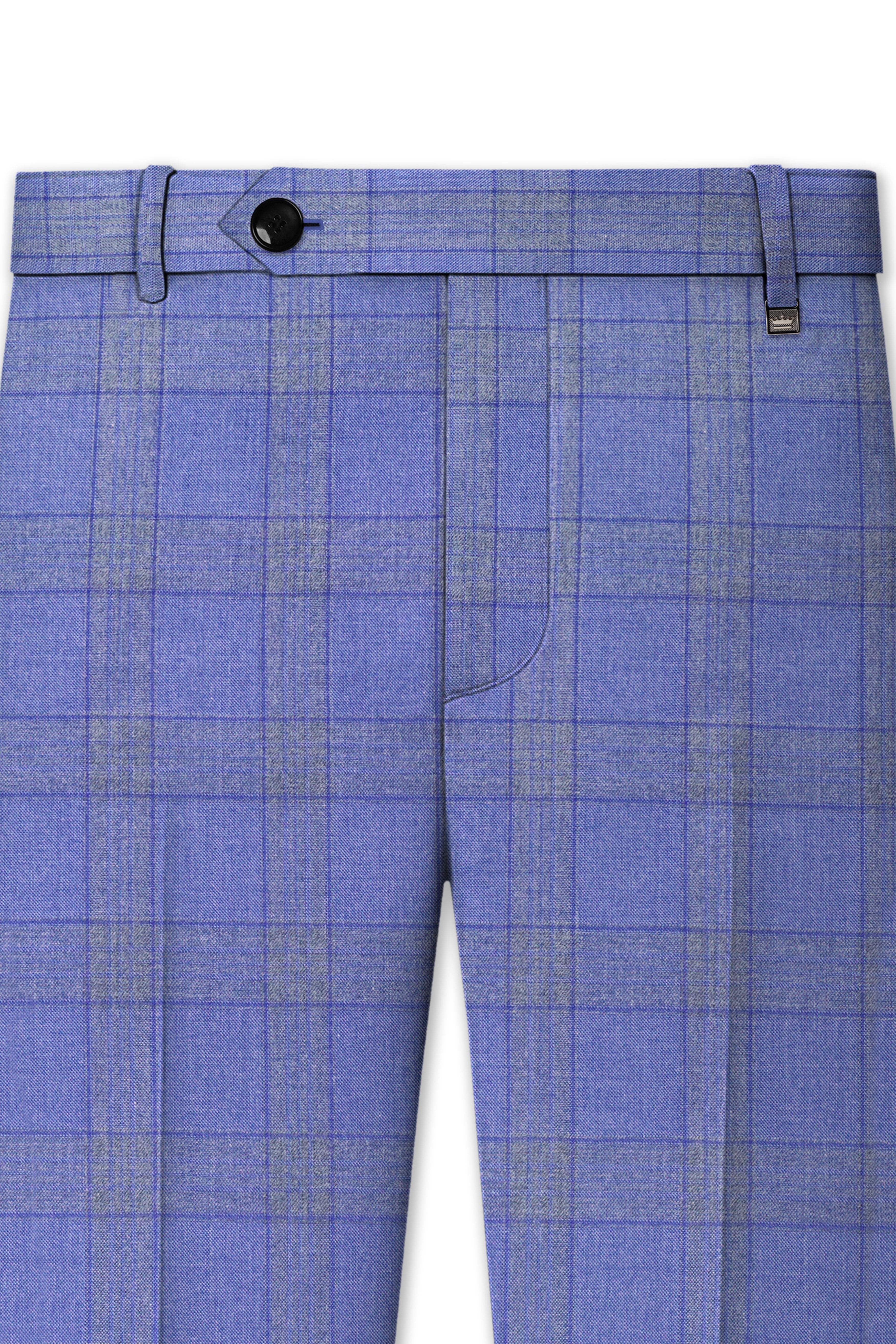 Cobalt-Scampi Blue Plaid Wool Rich Peak Lapel Tuxedo Suit