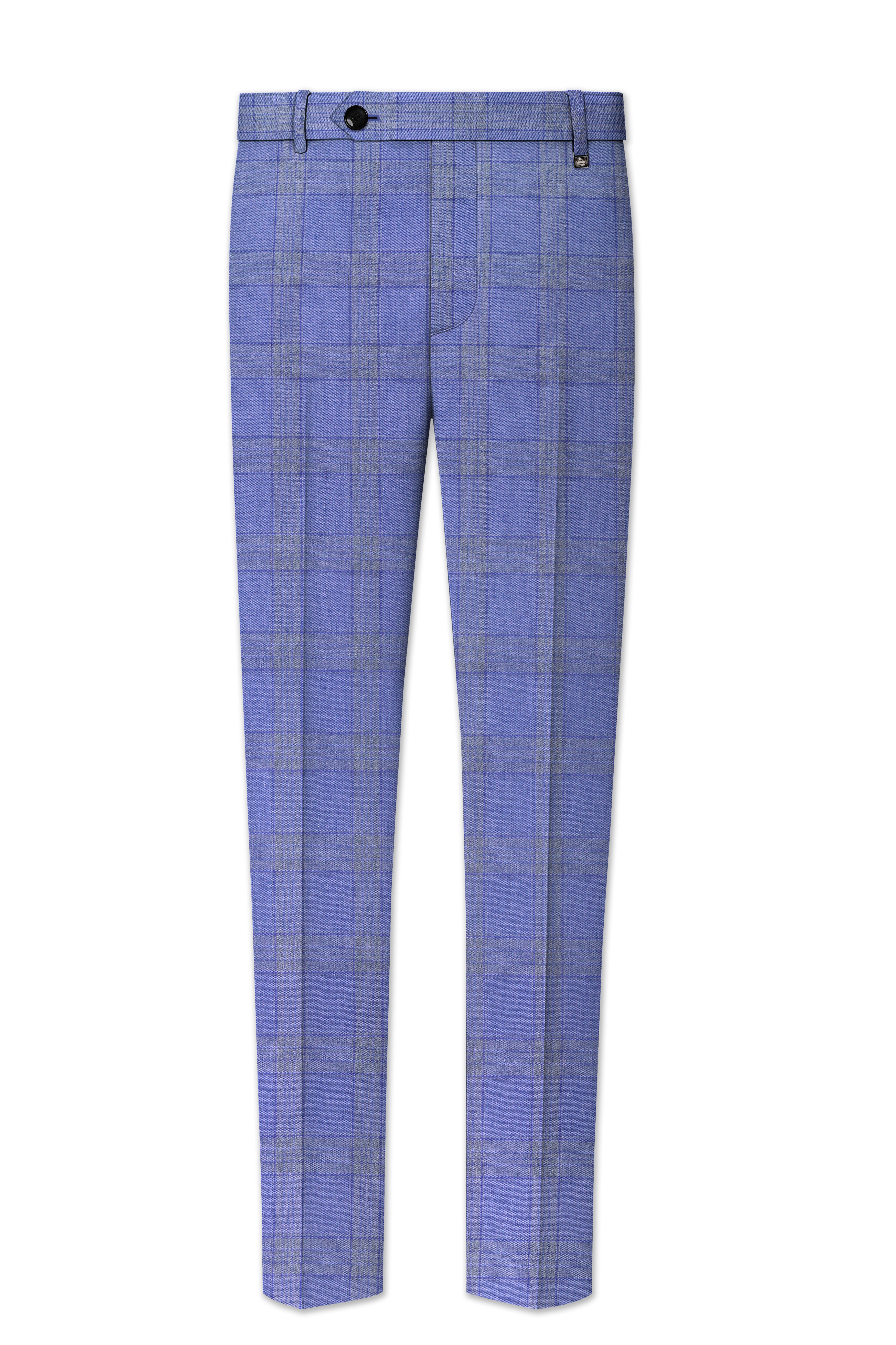 Cobalt-Scampi Blue Plaid Wool Rich Peak Lapel Tuxedo Suit