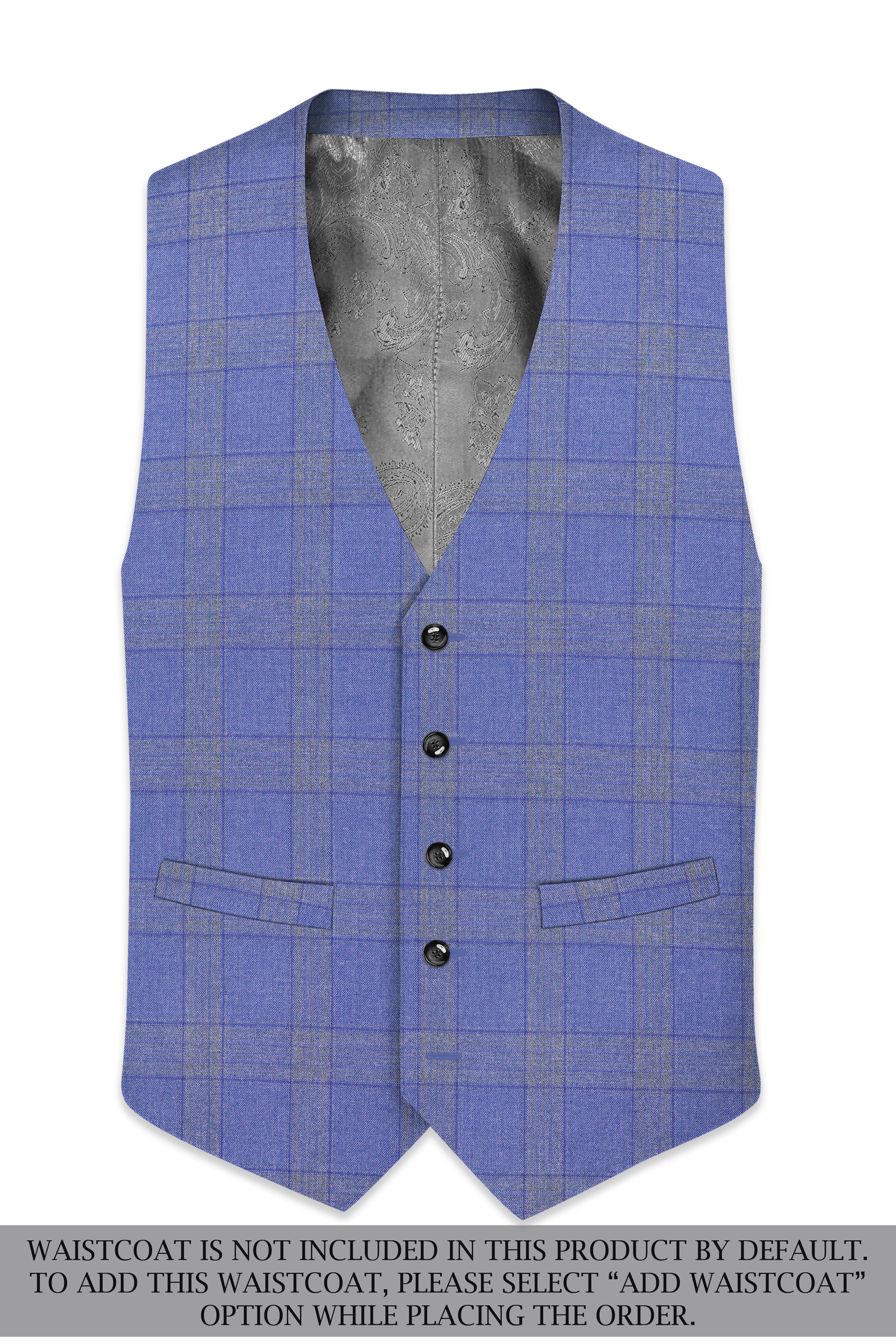 Cobalt-Scampi Blue Plaid Wool Rich Peak Lapel Tuxedo Suit